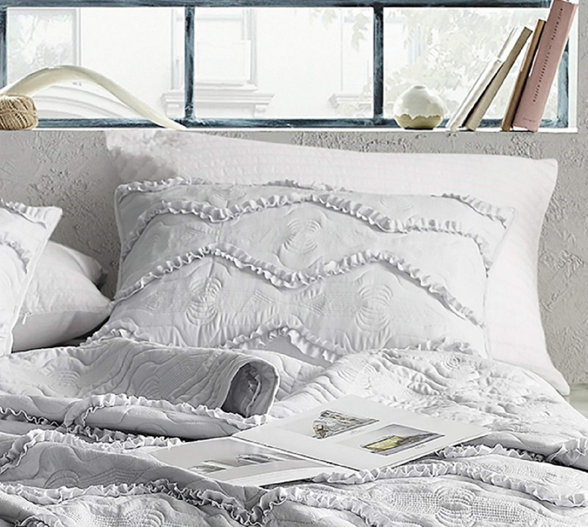 Byourbed Moksha Textured Ruffles King Sham - Eternal Gray