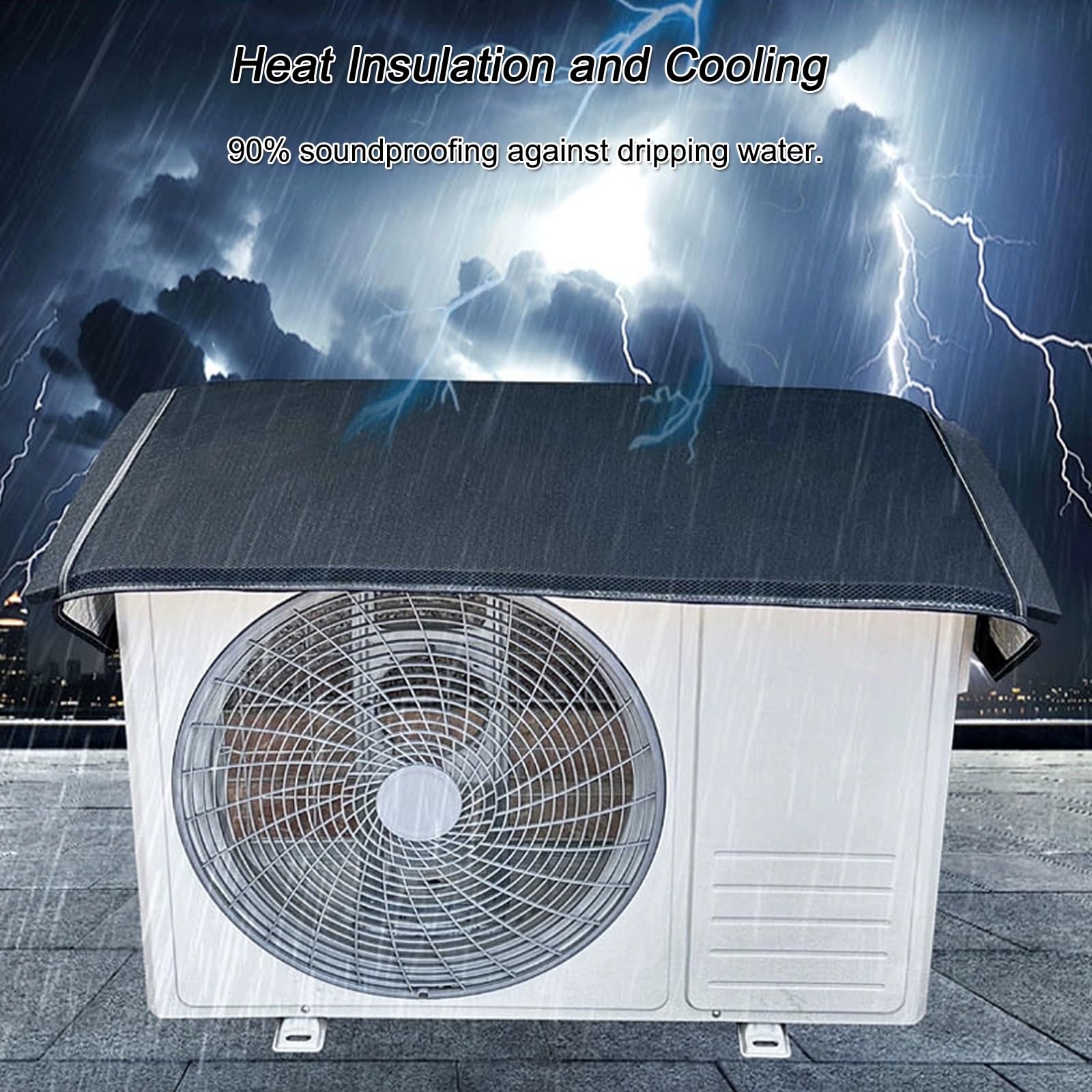 Wärmepumpe Abdeckung, Verkleidung Wärmepumpe, Wasserdicht, Wärmedämmung, Schallschutz für Sturm- und Regenschutz(Black,160x66cm/63x26in)