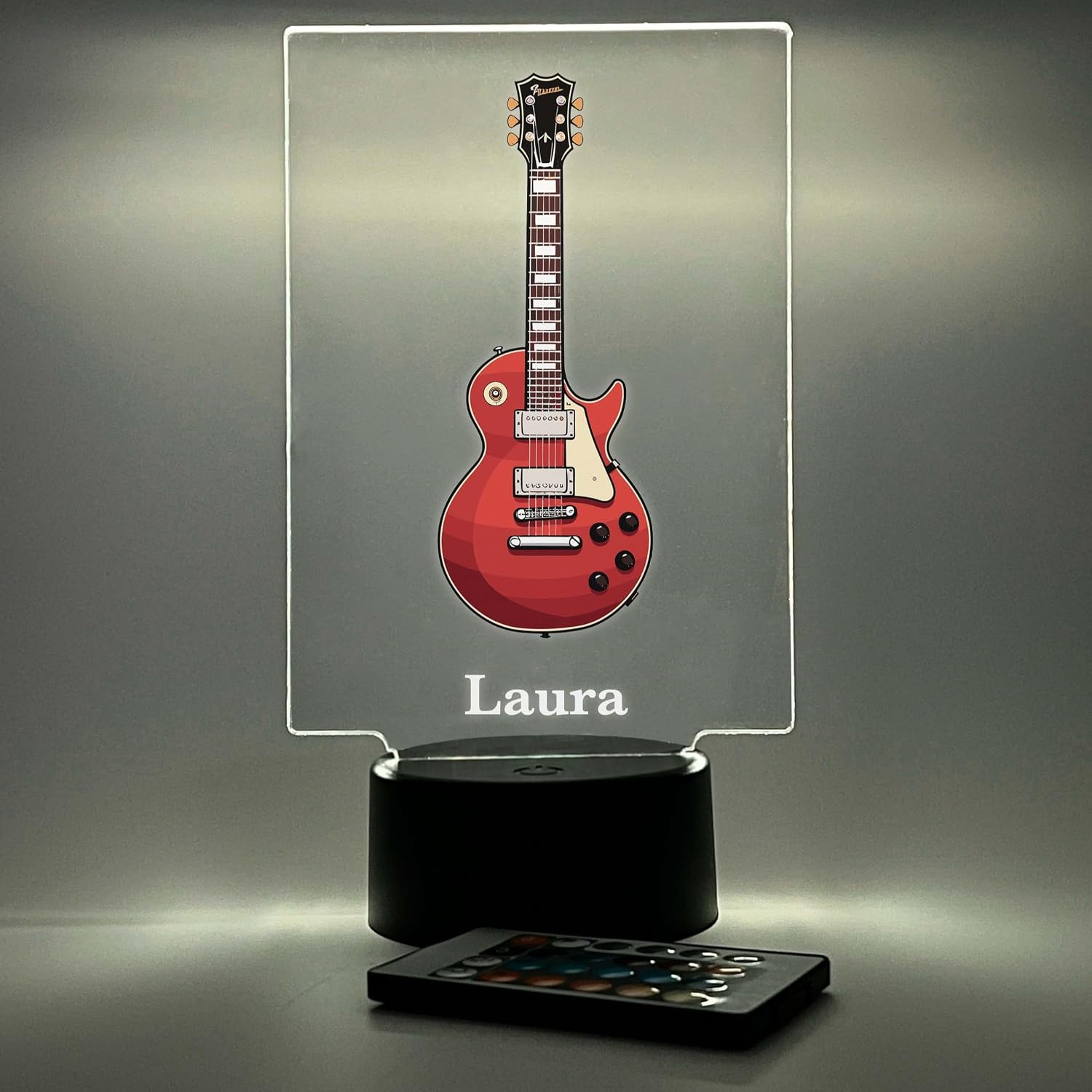Personalized Electric Guitar Guitarist Musician Music Theme Middle High School Concert Band Club Members Custom Room Decor Night Light Up Table Lamp16 Colors LED Light Up Gift. Made in USA
