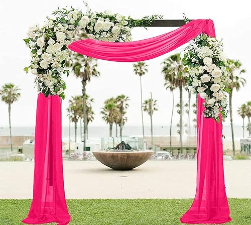 Miniatura 7 de ShinyBeauty Tela de gasa para arco de boda, 228 pulgadas de largo, telón de fondo de techo para fiesta, 29 x 19 pies, 2 paneles, elegante fondo