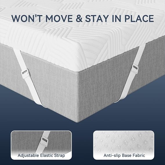ELEMUSE 3 Inch Twin XL Memory Foam Mattress Topper,Dorm Room Essentials