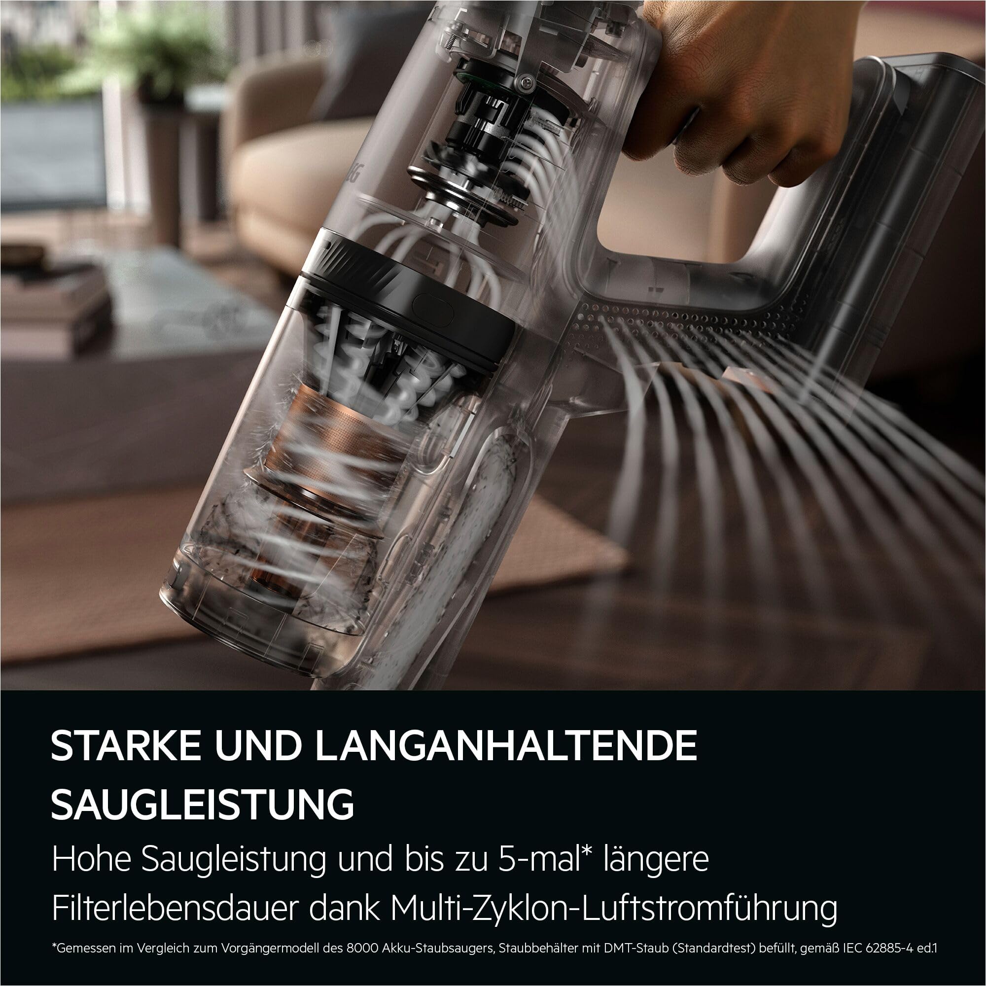 AEG Ultimate 8000 Akku Staubsauger mit Absaugstation, von Stiftung Warentest mit GUT (2,5), Auto‑Modus, 5‑Stufen‑Filtration, für Hartboden, Teppich, 25V Akku wechselbar, 400 ml, Dunkelgrau, AP83AB25DG