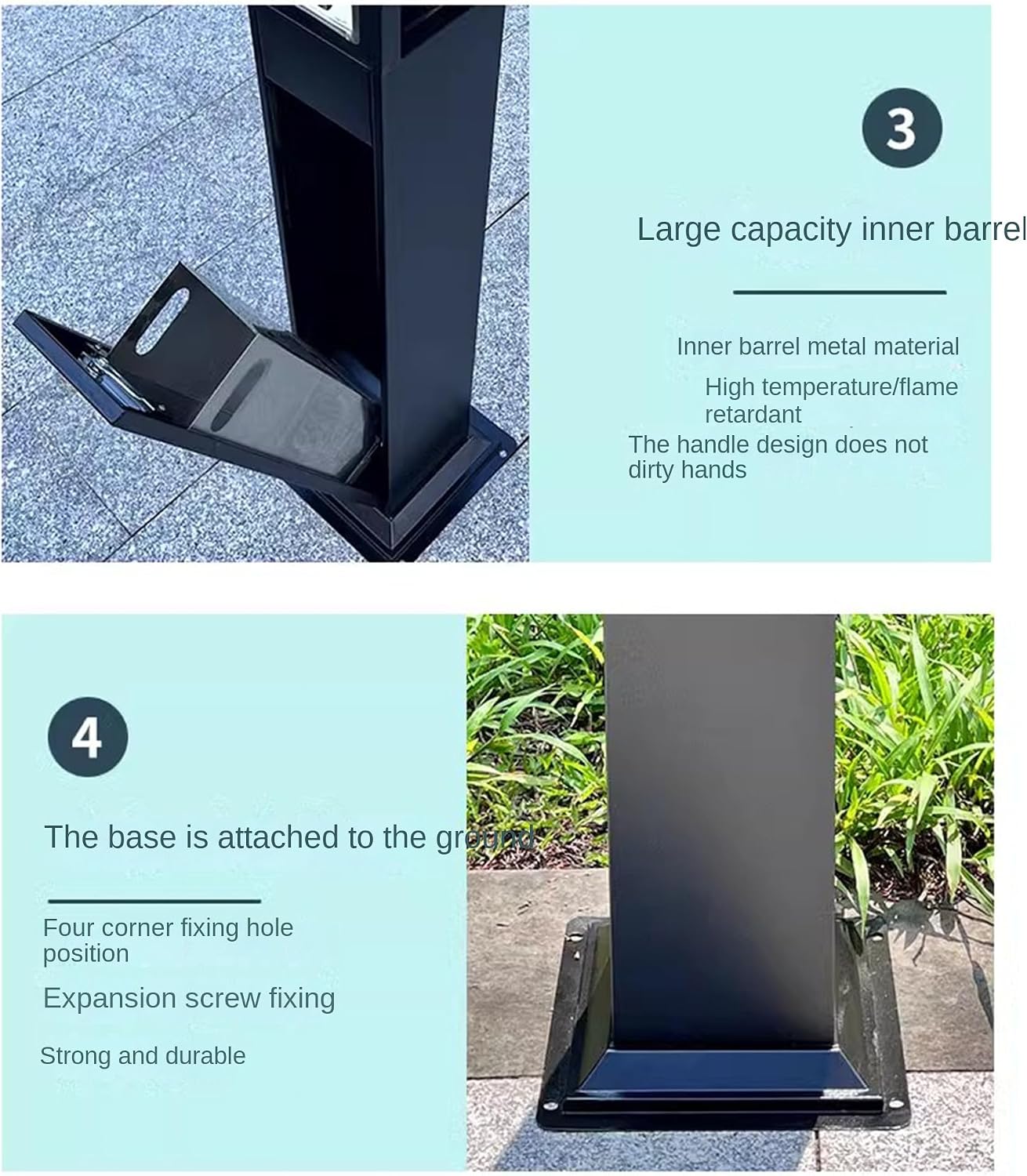 Heavy Duty Outdoor Cigarette Disposal Station - Metal Butt Receptacle for Office, Patio, Park, Garden, and Hotel Use - Durable Ash Container for Commercial Spaces Grey 46