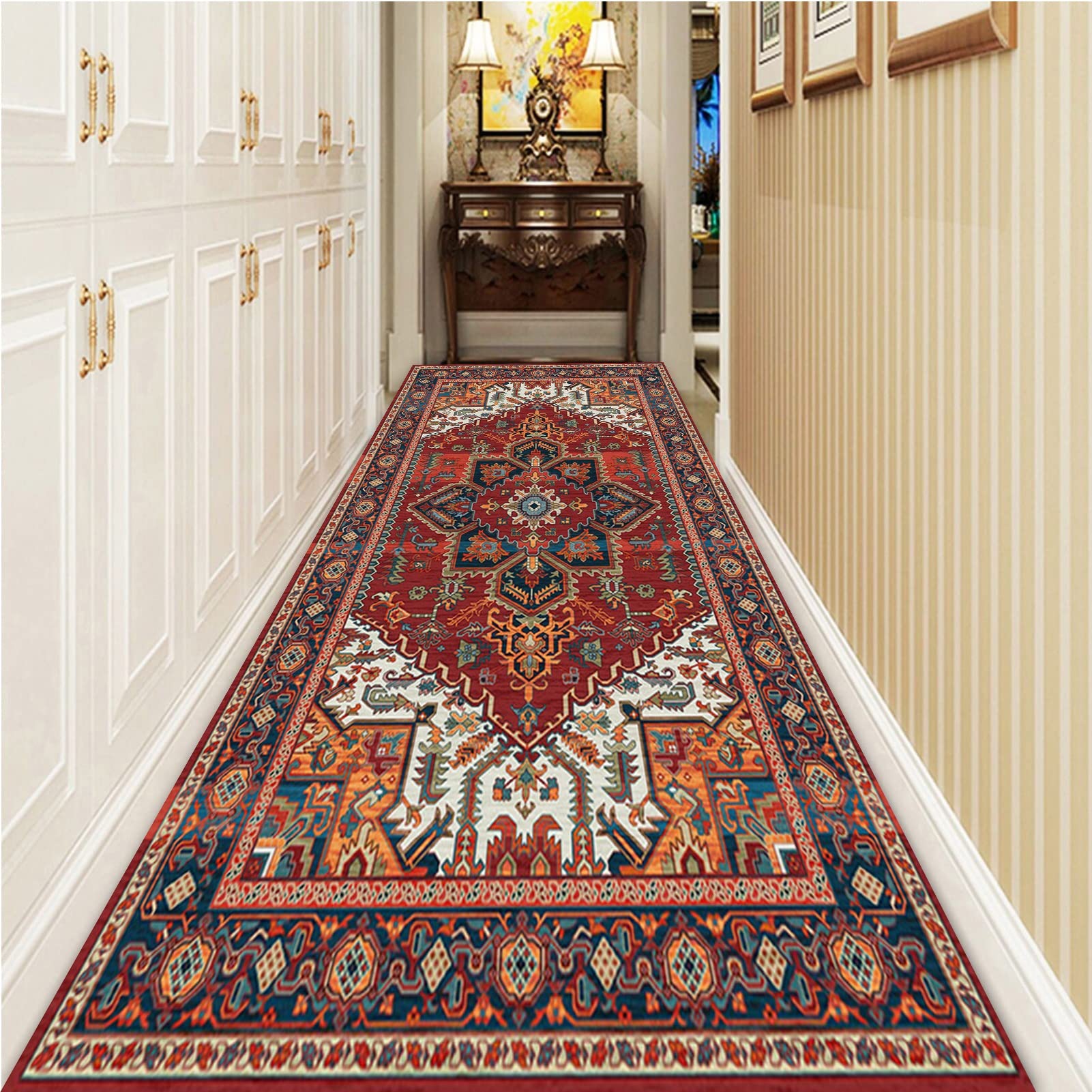 Cnuseu Traditional Runner Rug For Hallway Indoor Outdoor Corridor Passage Very Long Carpets 100Cm 1.5M 2M 250Cm 300Cm 4M 5M 6M Washable Non Slip Floor Area Rugs (Size : 70×250Cm/2.3Ft×8.2Ft)