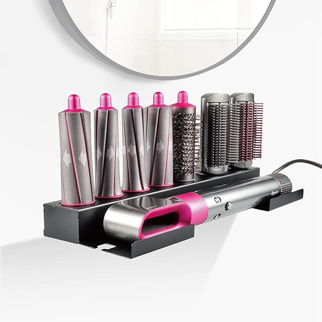 DALUOBO Storage Holder for Dyson Airwrap Styler, Brushes Or Curling Iron, Mounted Rack Bracket Stand with Adhesive for Home Bathroom Organizer (Black)