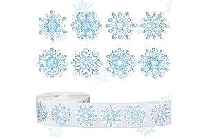 1000Pcs Blue Snowflake Stickers Roll Self-Adhesive Xmas Winter Stickers