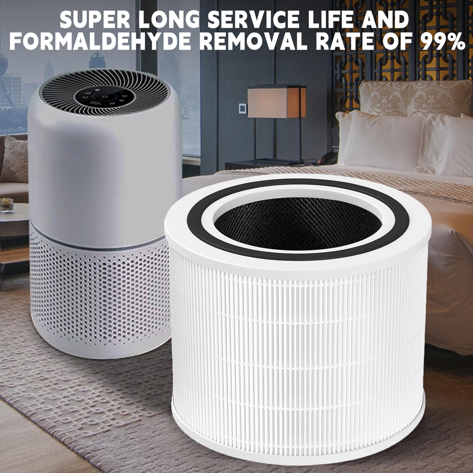 Aicharynic Core 200S - Set di 2 filtri di ricambio per purificatore d'aria con carbone attivo e nylon per Levoit Core 200S (bianco)