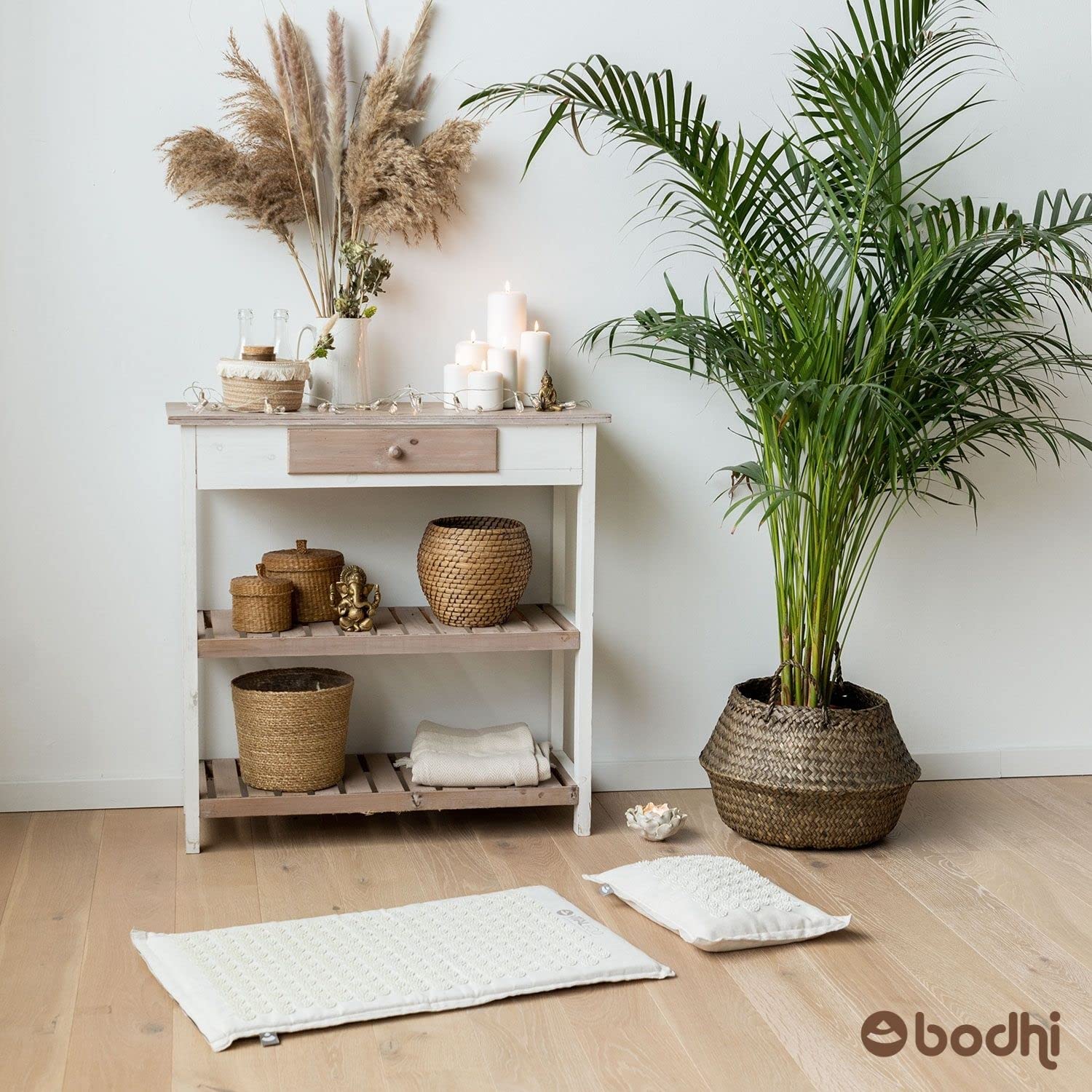 Bodhi VITAL ECO Akupressurmatte & Kissen Set | Fakirmatte & Akupressurkissen aus Naturmaterial & Bio-Halbleinen | Relaxmatte inkl. Tasche | Massagematte gegen Rücken- und Nackenschmerzen
