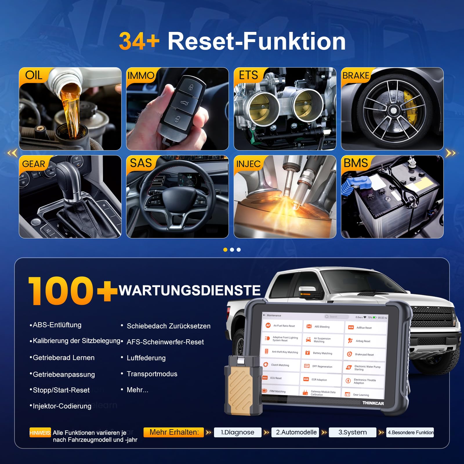 ThinkScan 689BT OBD2 urządzenie diagnostyczne, samochód z funkcją resetowania 34+ i pełną diagnostyką systemu, czytnik samochodowy do aktywnego testowania, kodowanie ECU, sterowanie dwukierunkowe