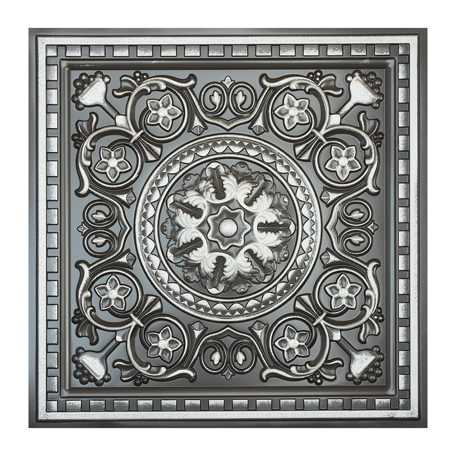 PAINTSDECOR Decorative Fancy Tiles, Easy to Install PVC Panels, for Barber House 24 x24in PL83 10Piece (Traditional Silver)