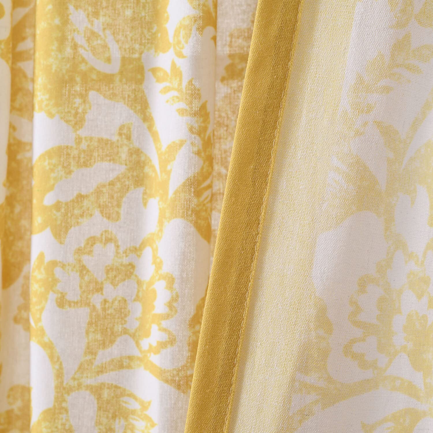 Lush Decor Emma Jacobean Fenstervorhang, strukturiert, 213,4 x 132,1 cm, Gelb