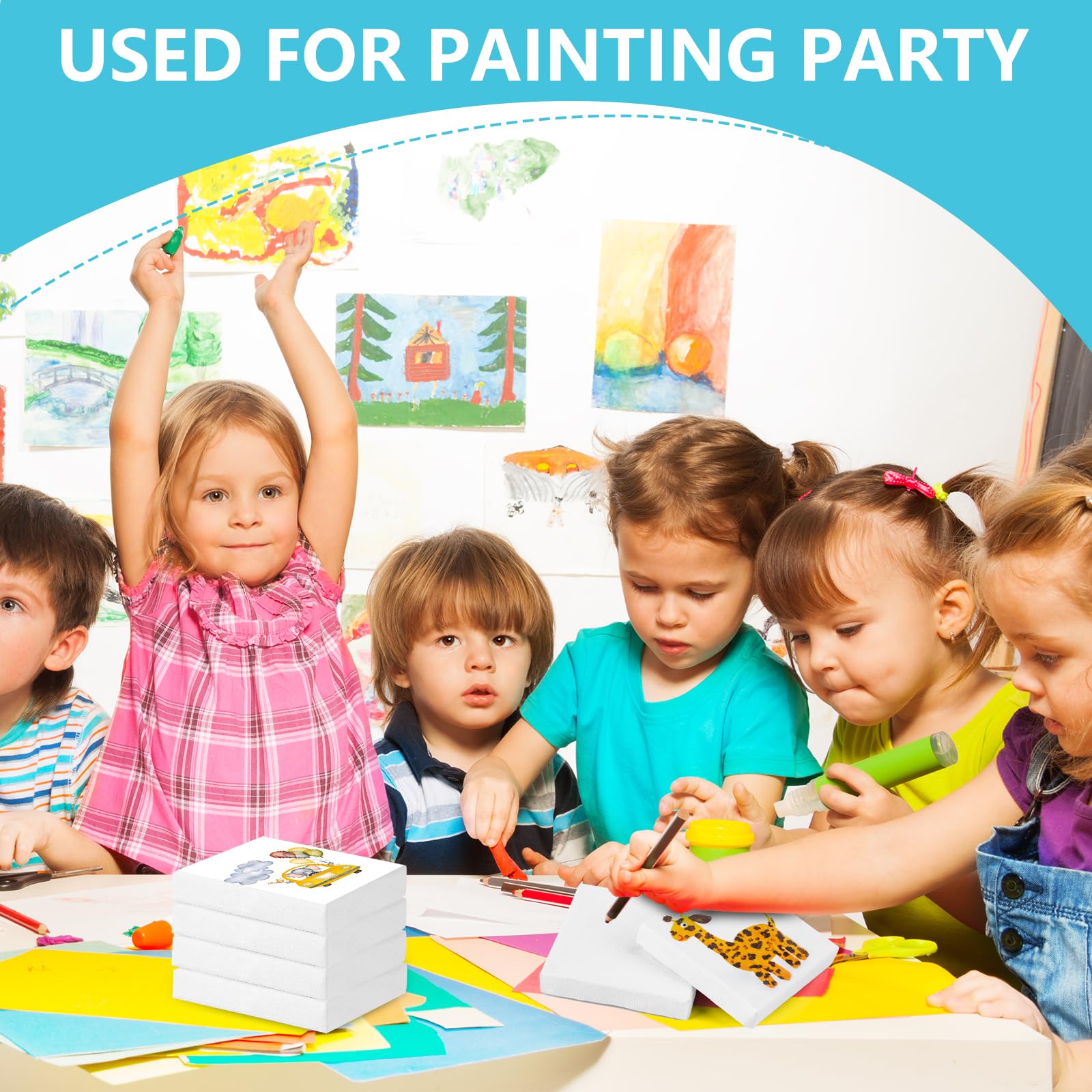 ESRICH Mini-Leinwand, 24 Stück, 5,1 x 5,1 cm, 1,27 cm Profil, grundierte Leinwände zum Malen, Baumwolle, kleine, professionelle gespannte Leinwand für Kinder und Kunstbedarf.