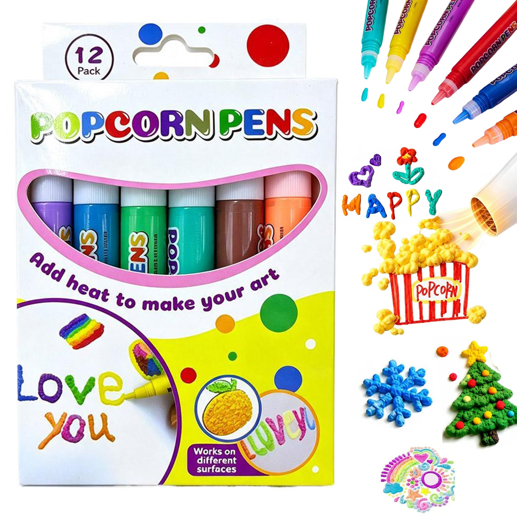 Magic Popcorns Pens 3D Puffy Drawing Kit, Bubble Art Markers for Crafts — image 1