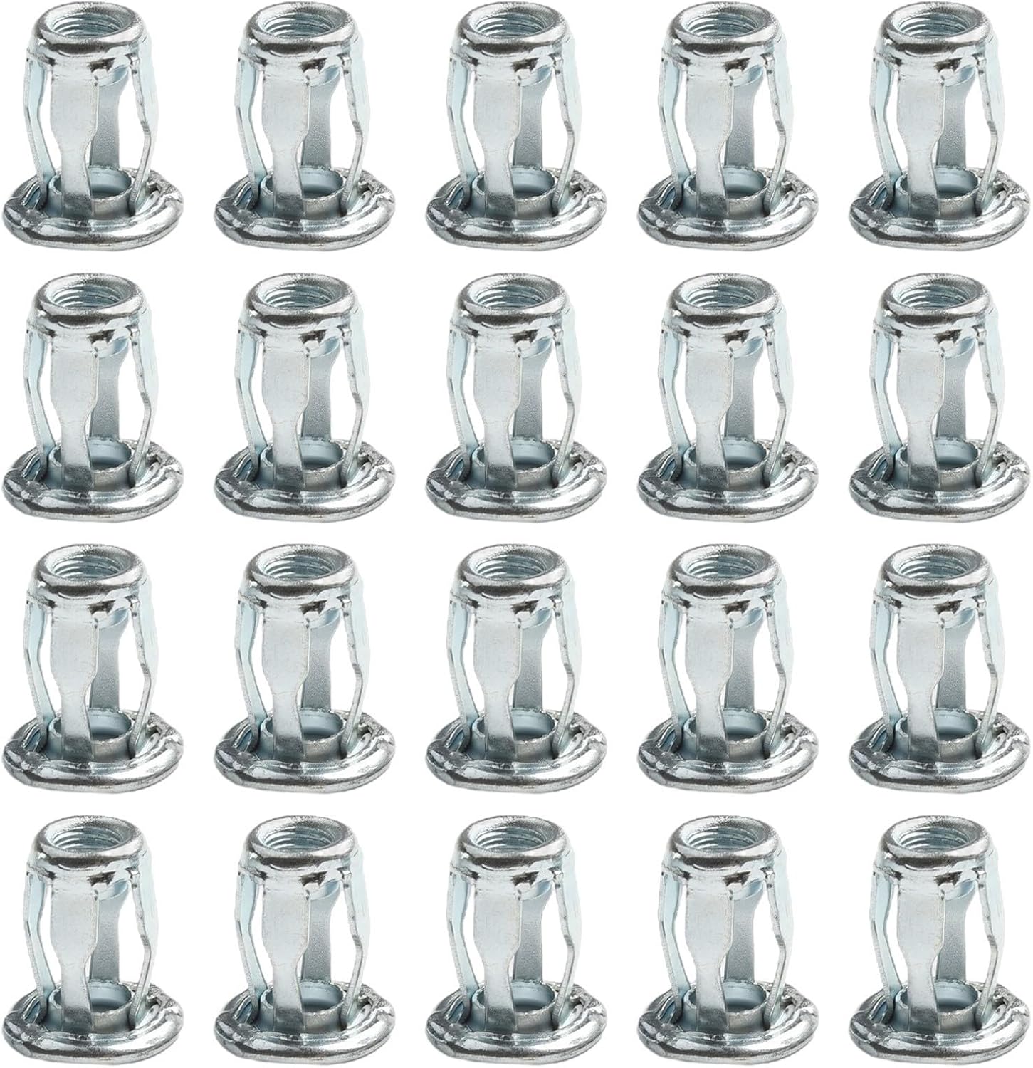 Expansion Nut Set (20 pcs) – Zinc-Plated Carbon Steel Threaded Anchor Fasteners Hollow Walls, Plywood & Thin Sheets, Compatible with 4×16 mm / 4×20 mm / M5×20 / M6×20 Screws(6 * 20)
