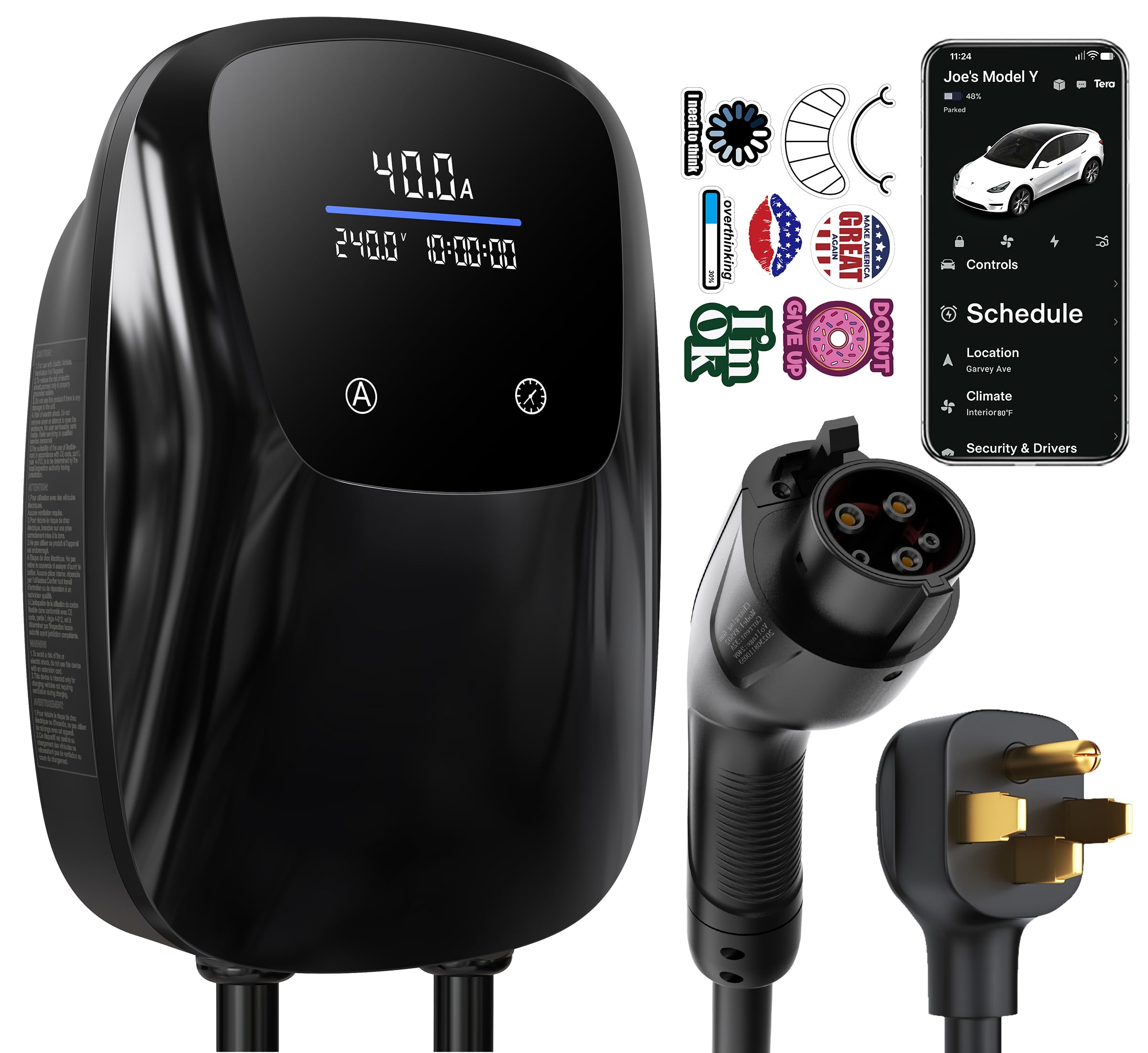 Tera EV充電器 J1772 NEMA 5-15P 3KW Amazon.com: Tera Electric Vehicle Charger for Tesla: J1772