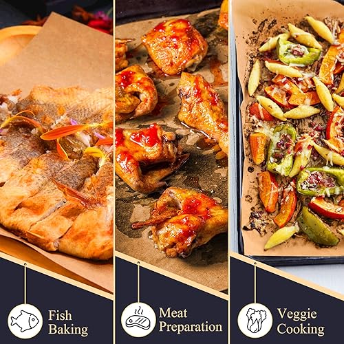 Miniatura 6 de DISSKNIC 100 piezas de papel pergamino sin blanquear para forros de freidora de aire, papel pergamino precortado de 9 x 13 pulgadas para bandeja de