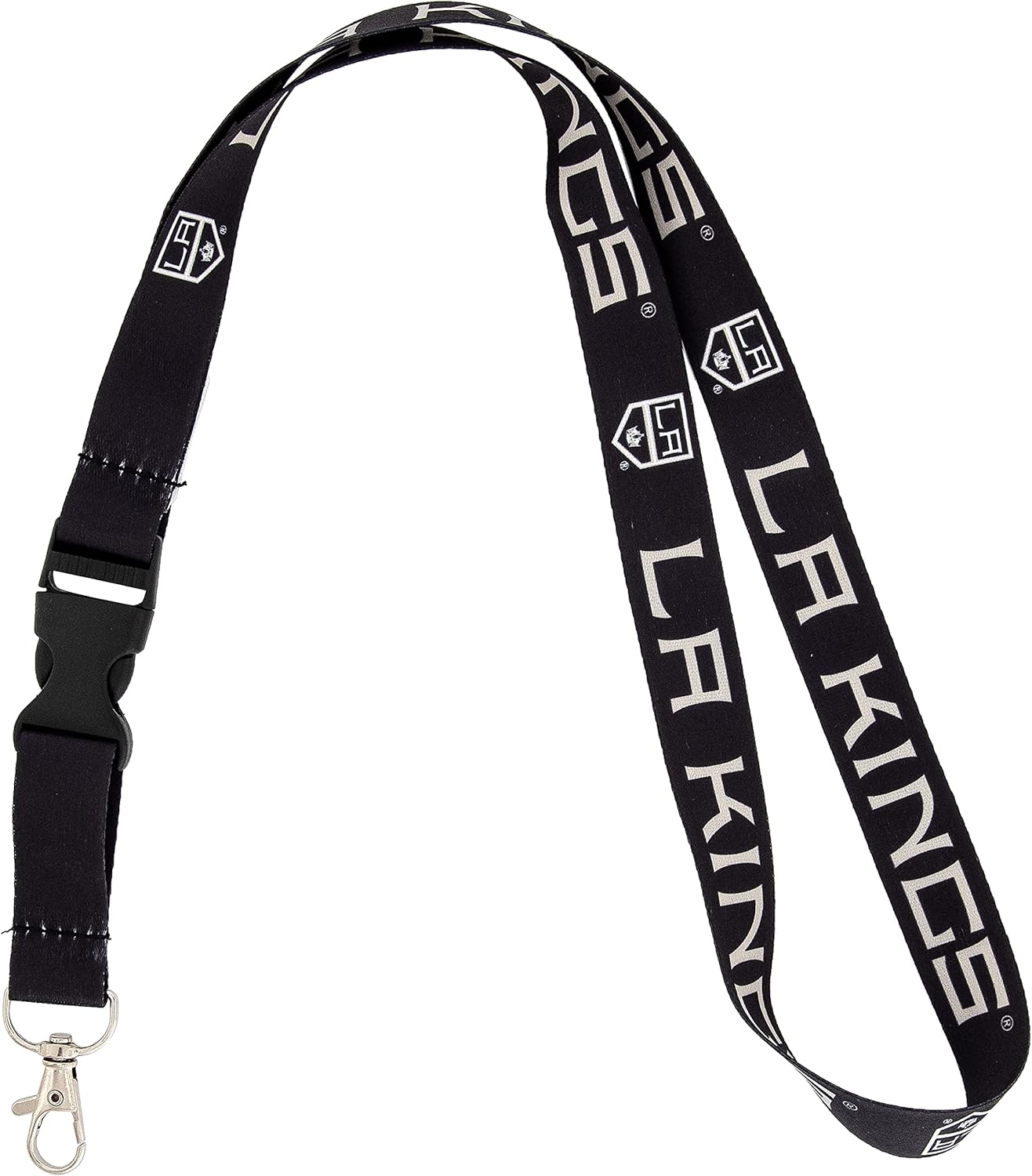 Desert Cactus Los Angeles LA Kings NHL National Hockey League Car Keys ID Badge Holder Lanyard Keychain Detachable Breakaway Snap Buckle (Lanyard 1 - Black)