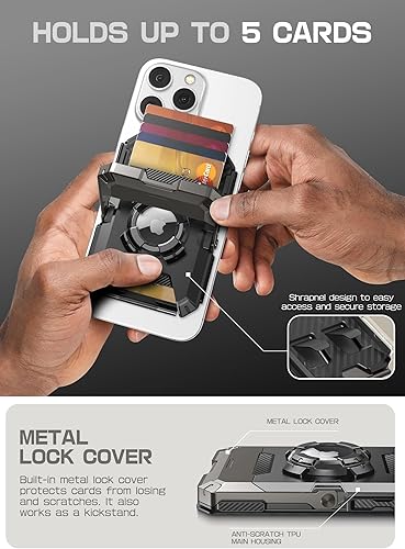 Miniatura 4 de SUPCASE Cartera MagSafe con soporte AirTag, cartera magnética para Airtag para hombres, capacidad para 5 tarjetas Soporte ajustable bloqueo RFID