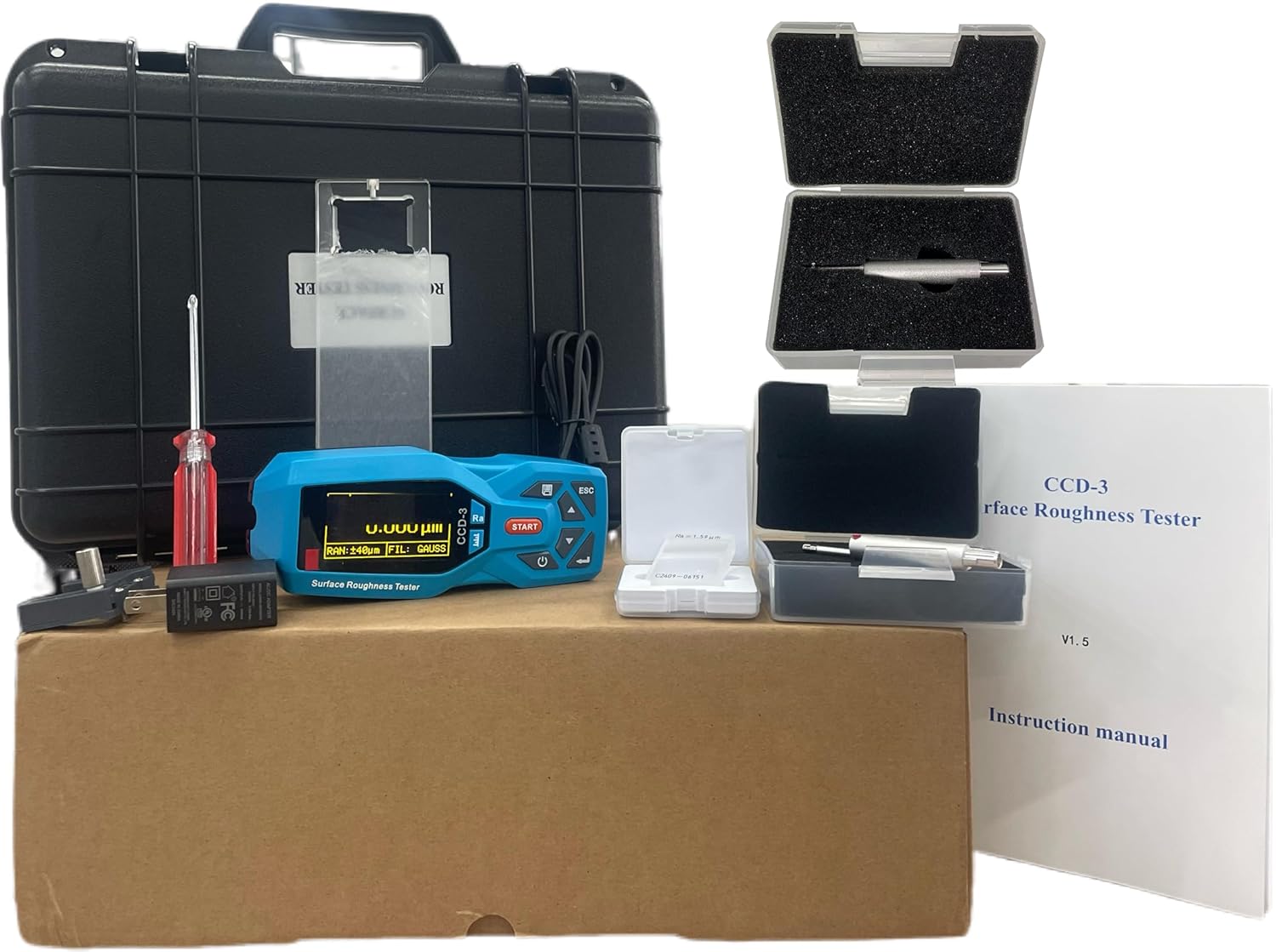 CCD-3 Portable Surface Roughness Testers Professional Profilometers for Curved Workpieces with TS110 Probe Sensor Range Ra 0.005 to 16.000um Rz 0.02 to 160.00um ISO Standard