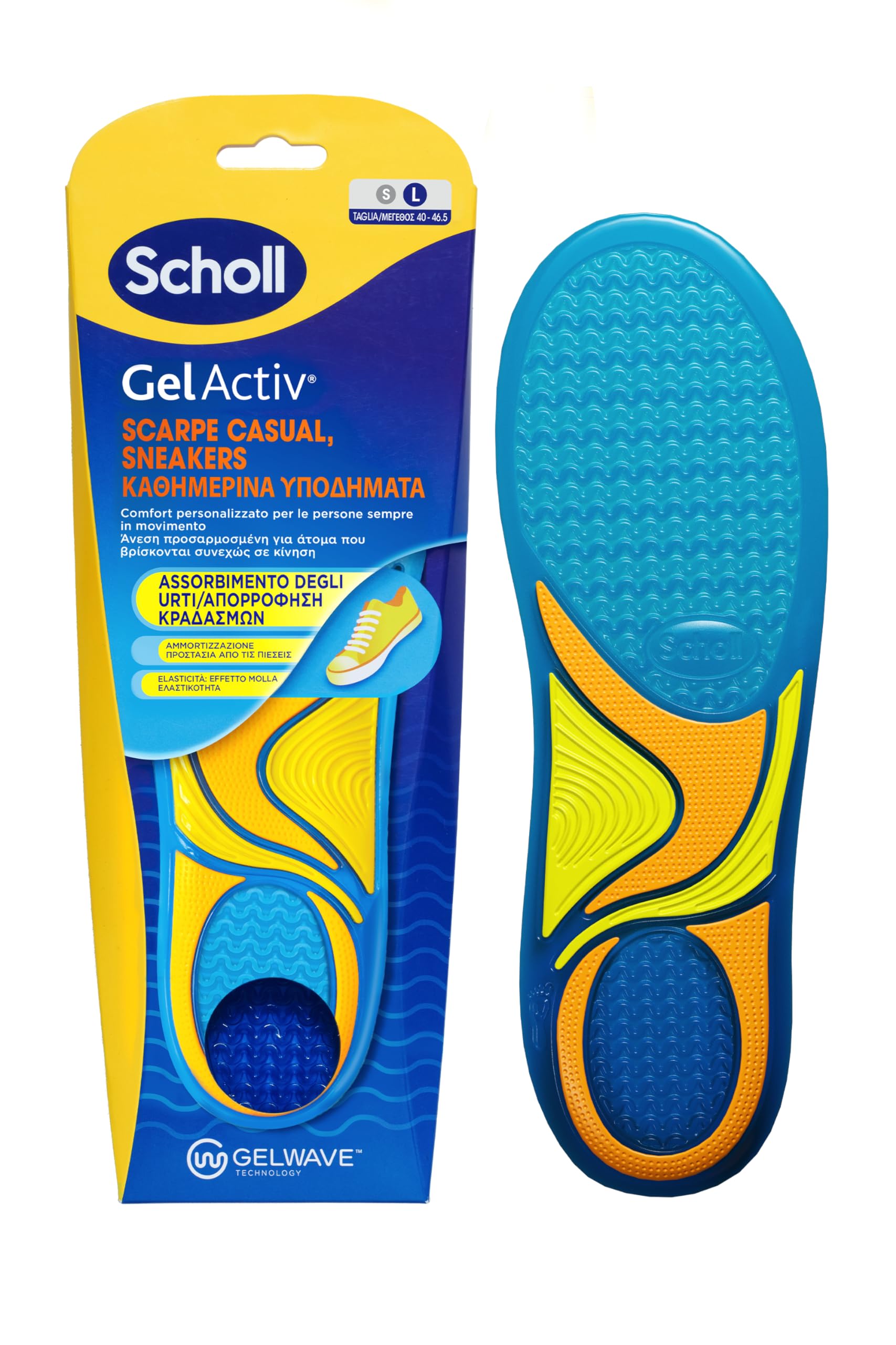 Scholl'sScholl GelActiv Insoles Casual Shoes and Sneakers, Memory Foam  Insoles with GelWave Shock Absorbing Technology, Comfort for Comfortable