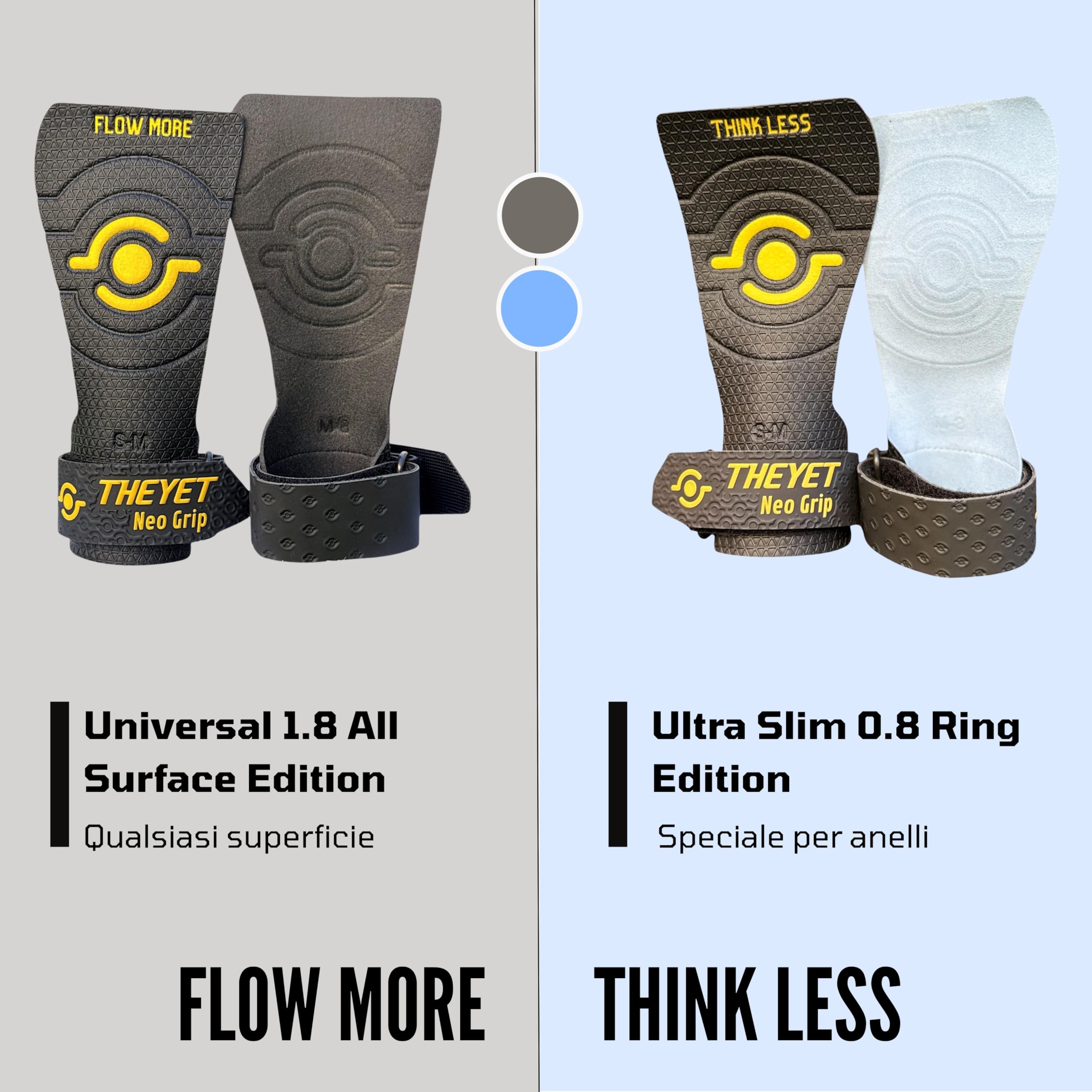Theyet Paracalli CrossFit Senza Magnesio e Senza Fori | Aderenza massima su sbarre e anelli | Grips Unisex per trazioni e calisthenics | Polsini inclusi