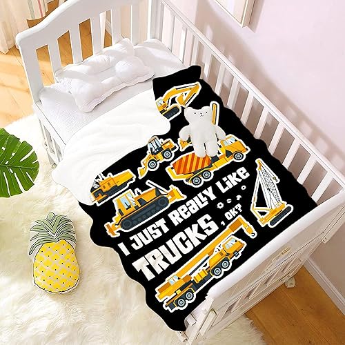 Miniatura 2 de Manta con texto en inglés "I Just Freaking Love Trucks", manta de franela ultraligera y cálida para niños y niñas, manta de construcción para bebés,