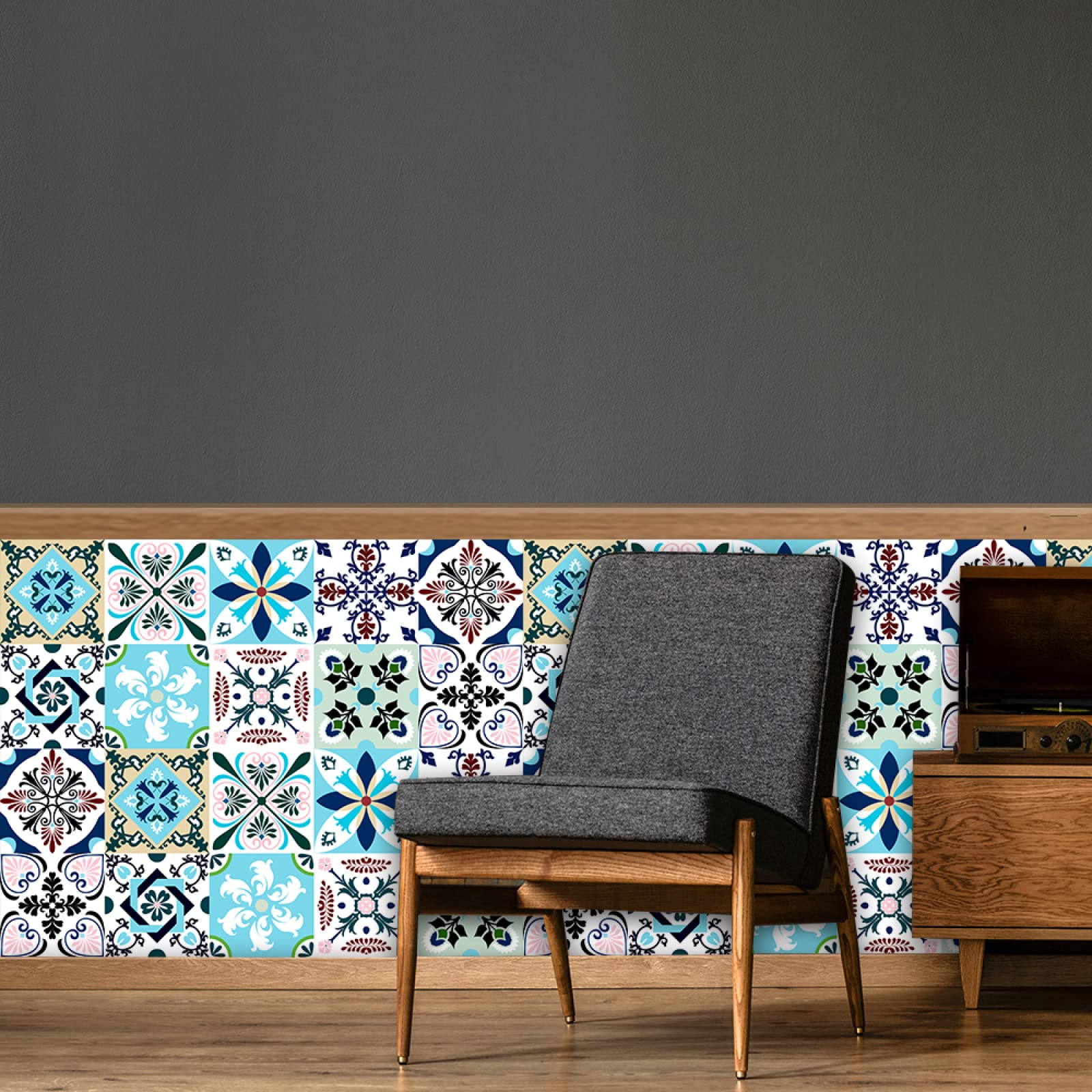 Naklejki imitujące płytki mozaikowe, Tile Stickers For Bathroom Kitchen, Green Pattern, 10/15/20cm, 10/20/30 PCS(20cm x 20cm*20PCS)