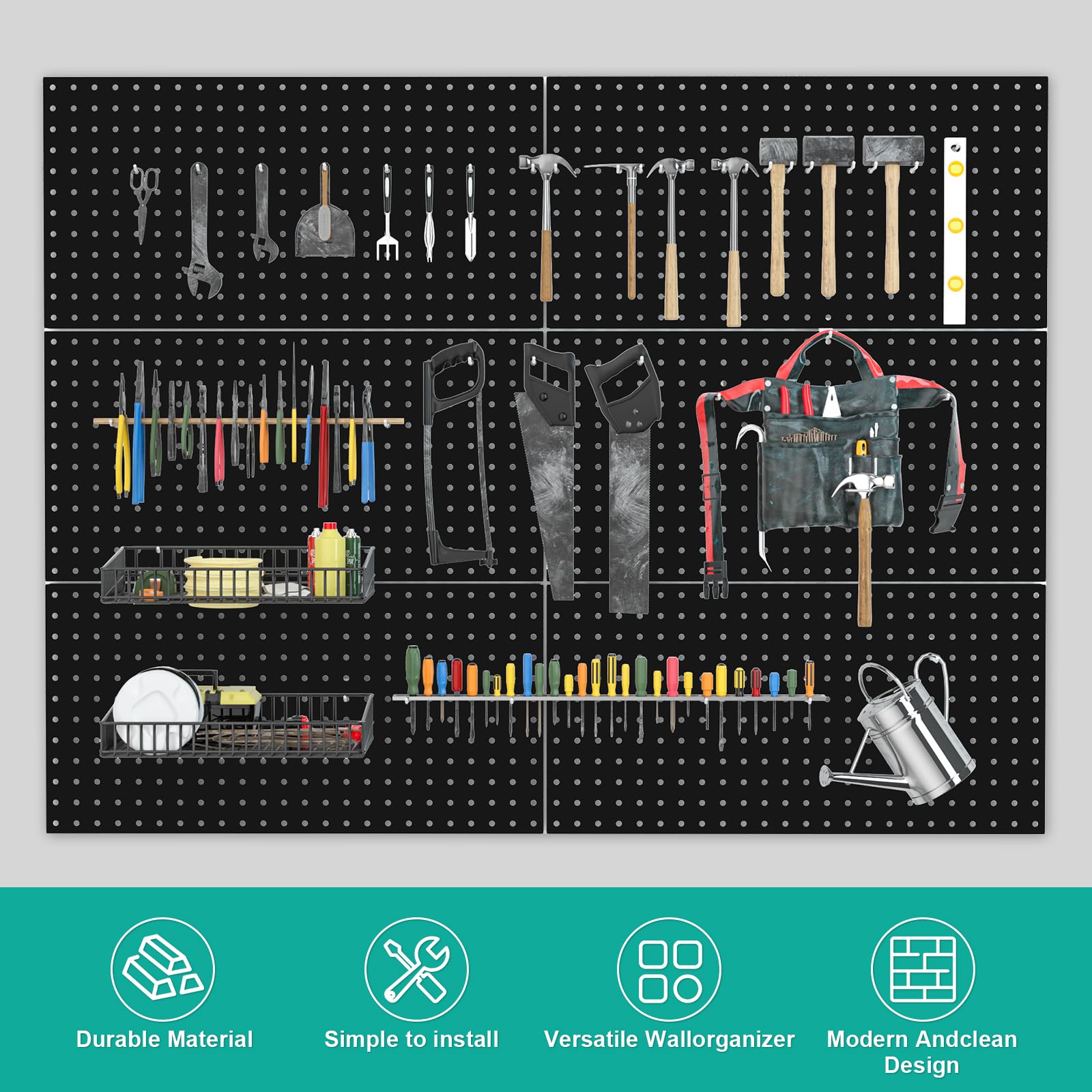 RGB Peg Board With LED Lights - Metal Wall Organizer For Gaming Setup