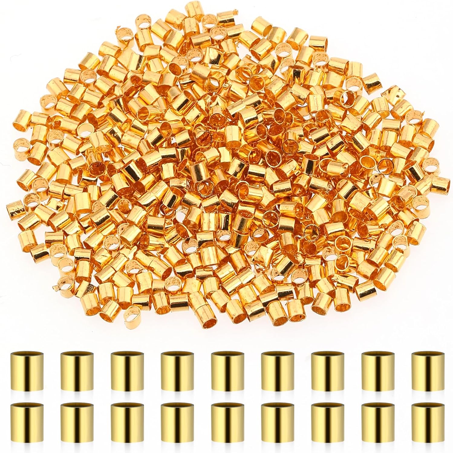 500Pcs Crimping Beads for Jewelry Making, Crimp Tube Beads, Bead Stopper Tube Column