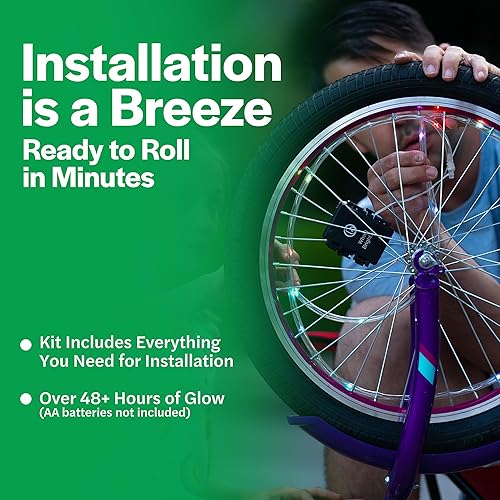 Miniatura 6 de Wheelbrightz - Luces LED para rueda de bicicleta, brillantes y coloridas - Se adaptan a neumáticos delanteros o traseros - Tubo resistente a la