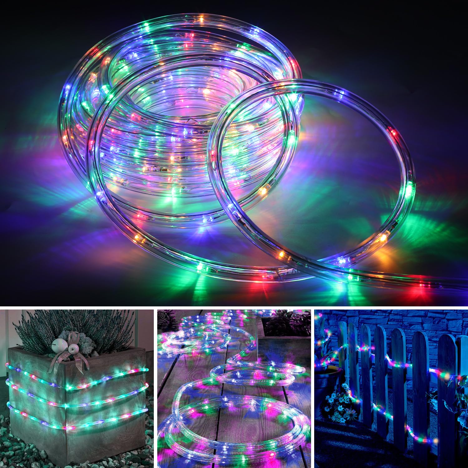 Cecaylie Lichterschlauch Lichtschlauch Lichterkette 50M LED-Lichtschlauch 1200 LEDs mit Timer und 8 Modi für Garten Party Hochzeit Weihnachten Deko (Bunt)