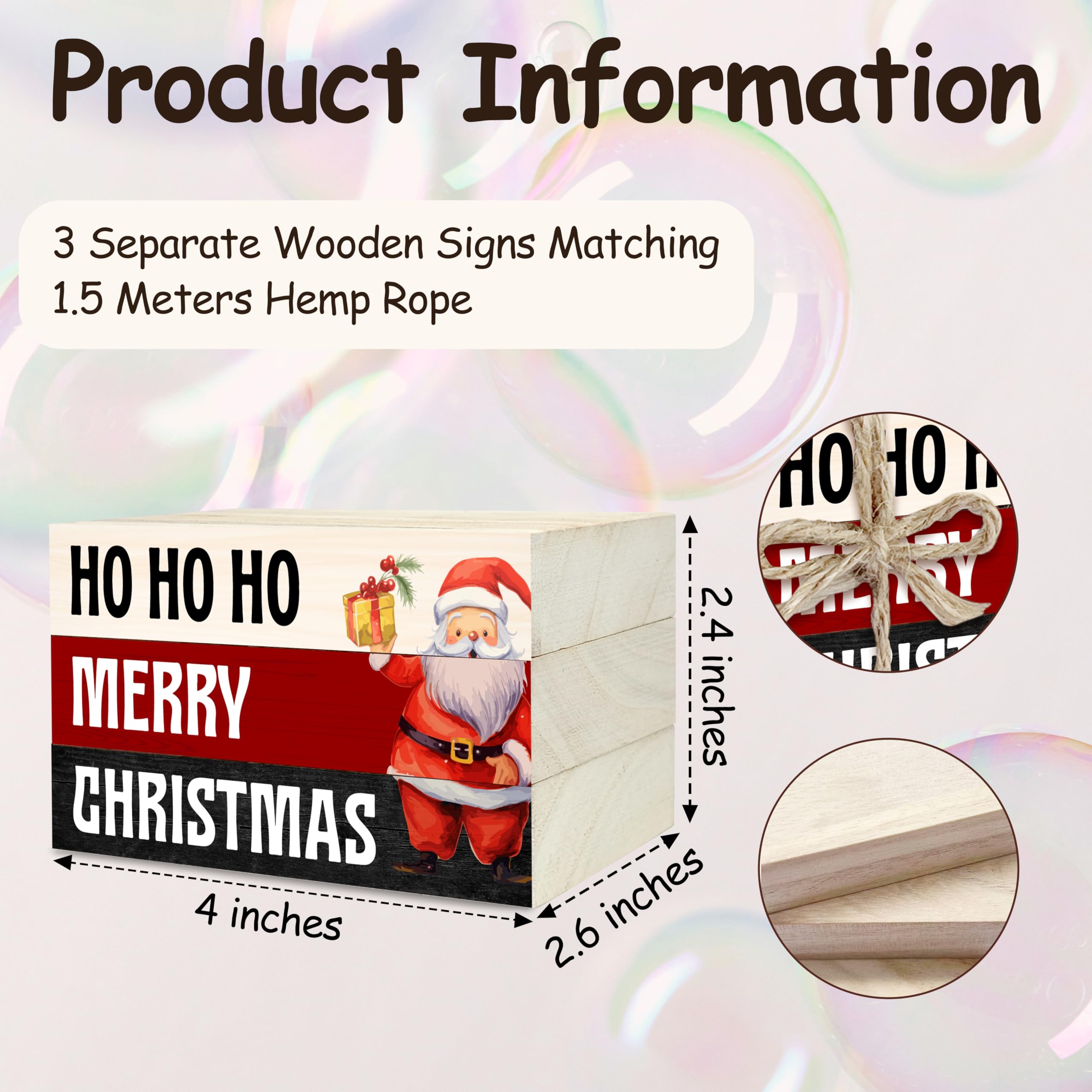 Christmas Decorative Book Stack for Farmhouse, Christmas Santa Tiered Tray Decor, Winter Stacked Books Set, Merry Christmas Wooden Book Decor for Home Office Bedroom Table Shelf -41