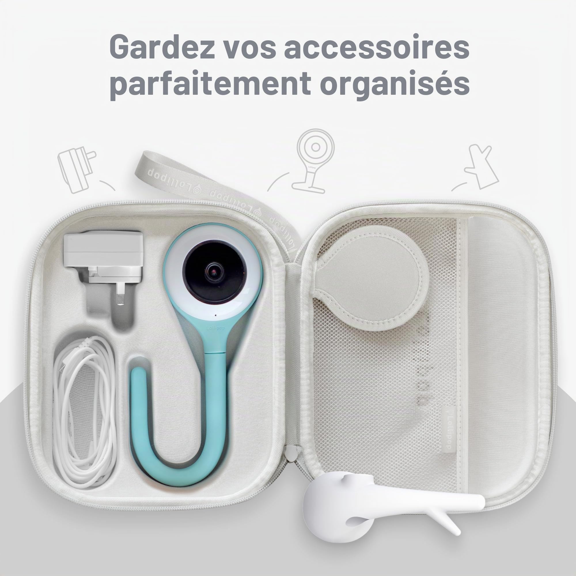 Lollipop Travelpop Étui de protection rigide pour moniteur de bébé et accessoires