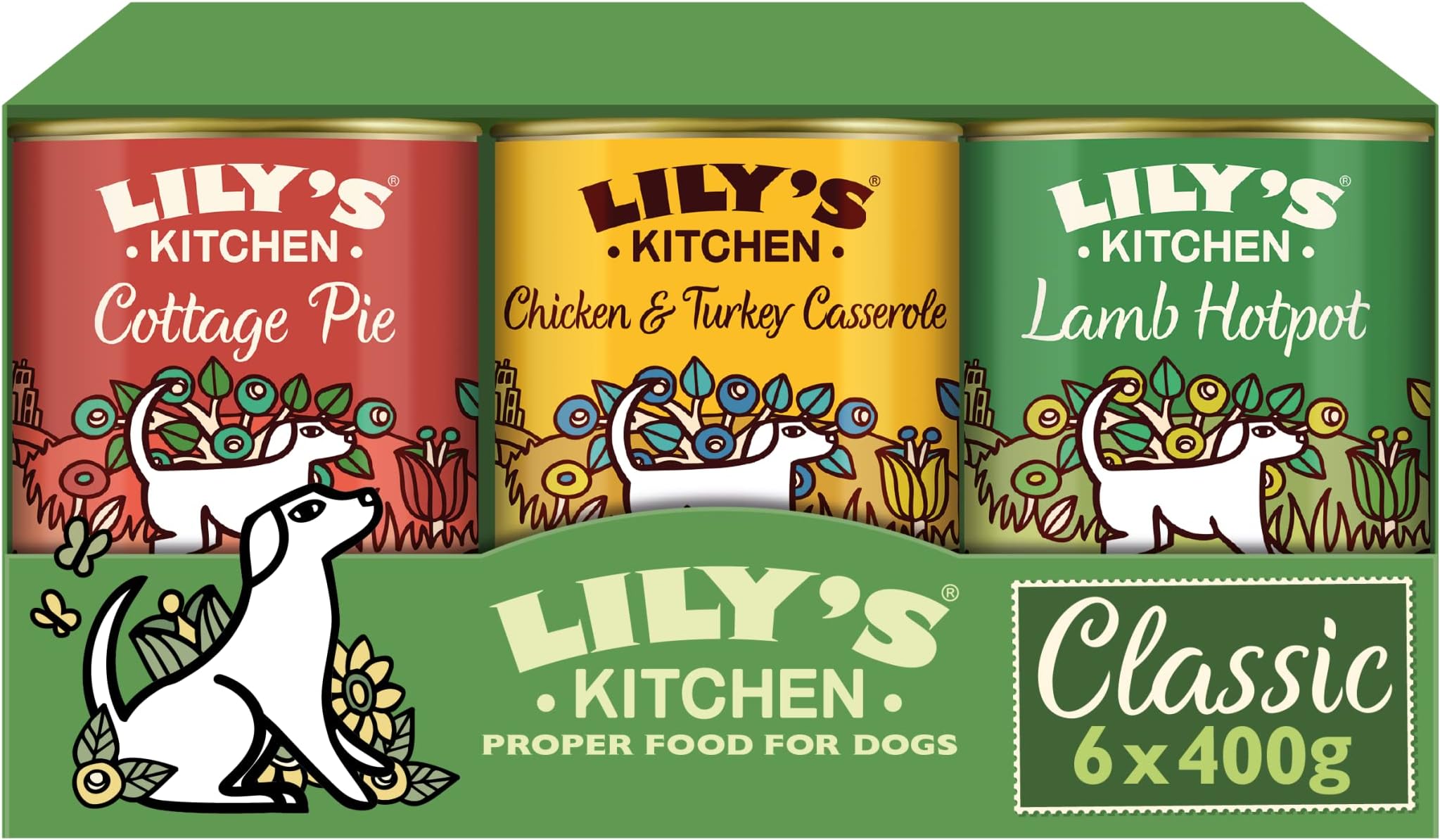 Lily's Kitchen Natural Adult Wet Dog Food Tins Classic Dinners Variety Pack 6 x 400g