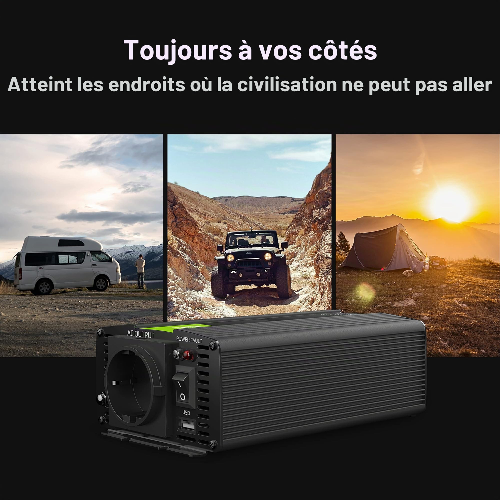 Green Cell 300W/600W 12V 220V/230V Convertisseur de Tension Voiture Solaire Modifiée Volts Sinus Power Inverter sinusoïdale DC AC, Onduleur Transformateur avec Allume Cigare Prise Electrique