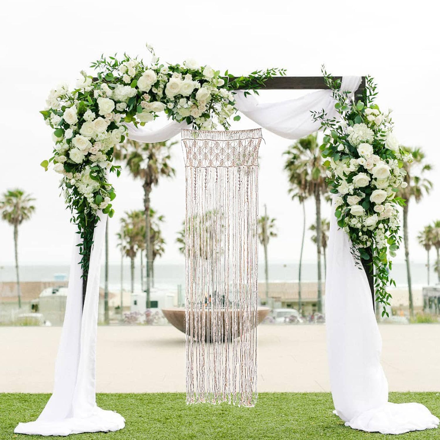 ANBOO Arazzo in macramè da appendere alla parete, decorazione in stile bohémien, realizzato a mano, tenda per porte e finestre, sfondo per matrimoni, 203 cm (lunghezza) x 74 cm (larghezza)