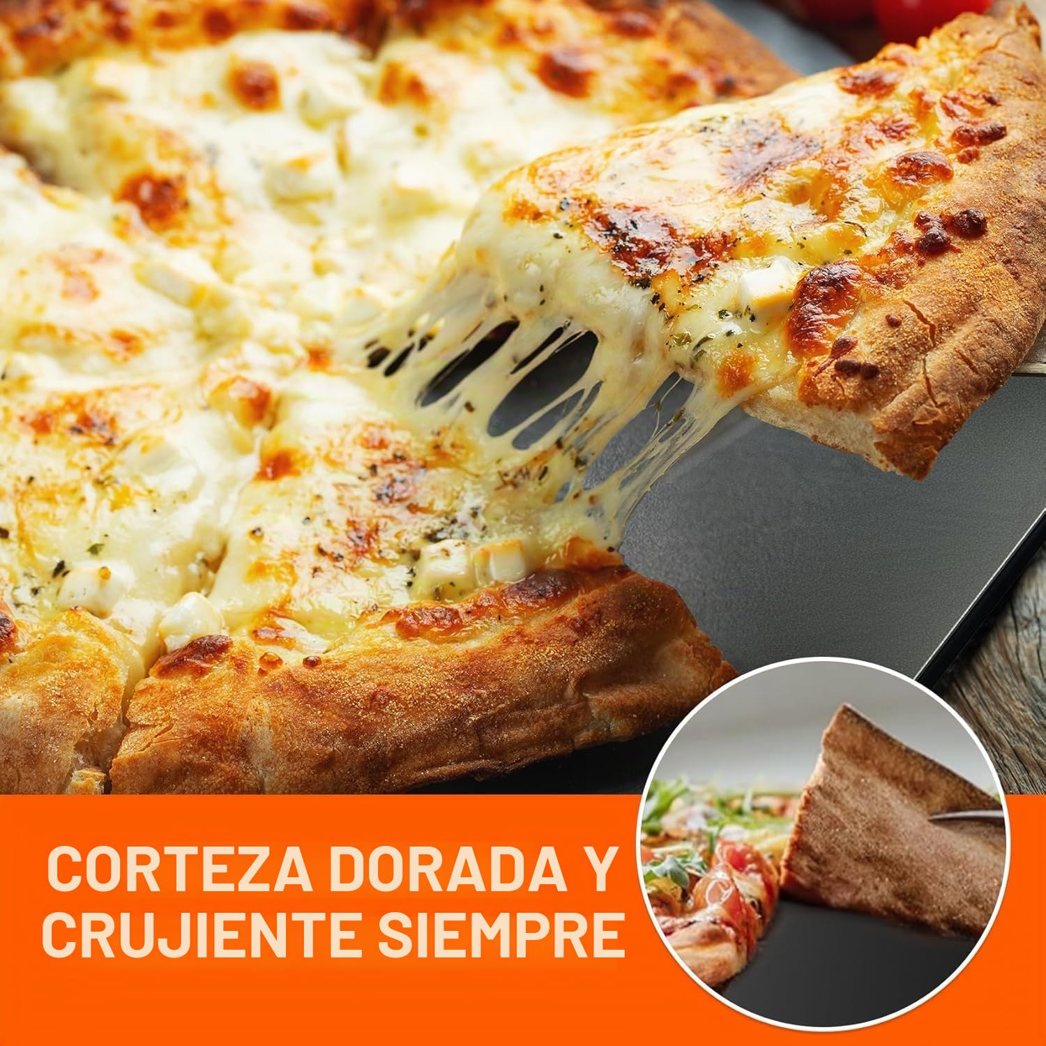 onlyfire Acero para Pizza para Horno y Barbacoa, Molde para Pizza Antiadherente de 40.5 × 35.5 cm, Acero para Hornear de Alto Rendimiento Conductor del Calor para Pizza, Pan y BBQ