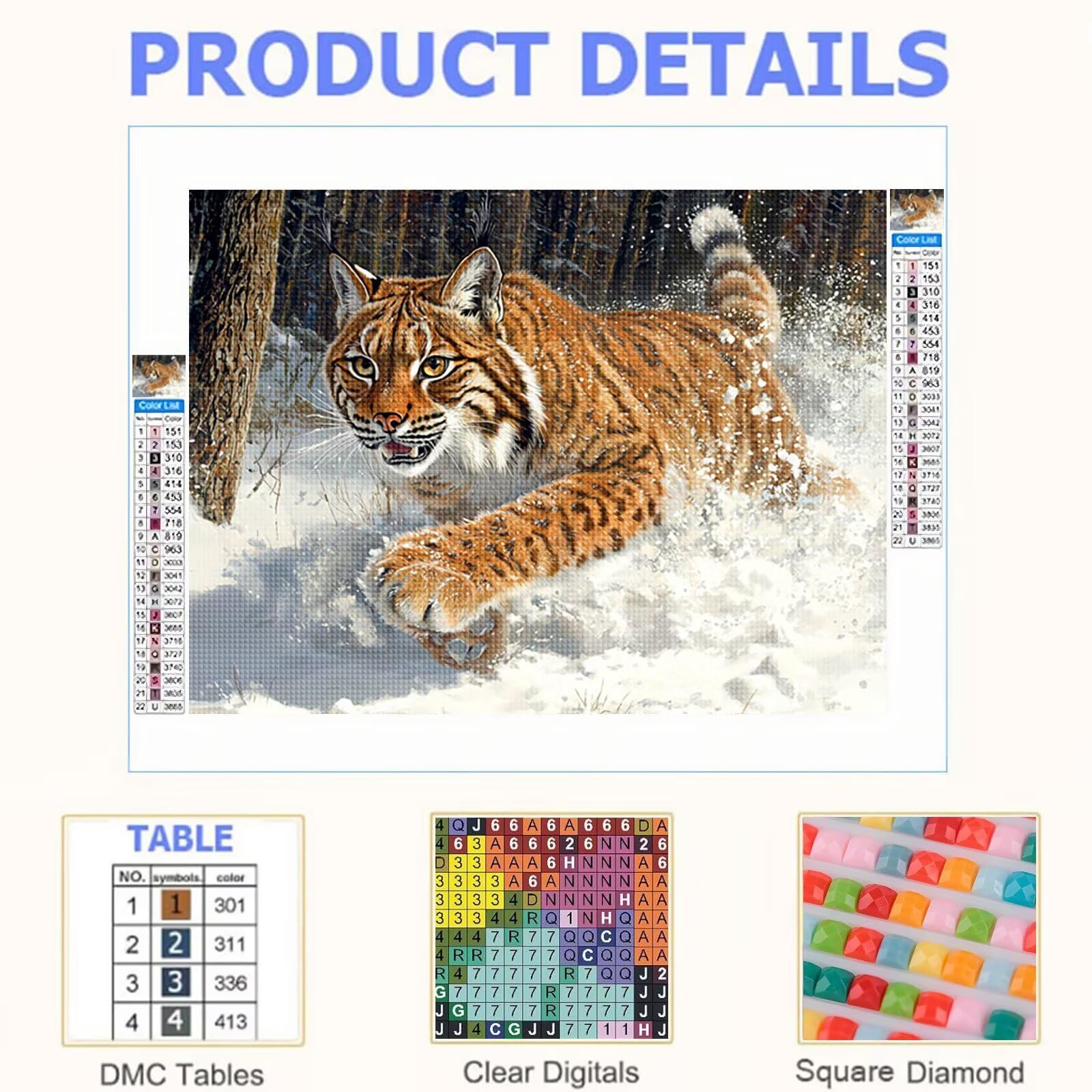 Diamond Painting Tier Bastelset Erwachsene Eckige Steine 80x60 cm T0-1121