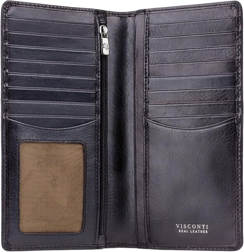 VISCONTI, Men’s Black, Veg Leather Wallet, RFID Protection for Credit Cards Notes & ID, 16 Card Slots, 4 Note Sections - Image 3