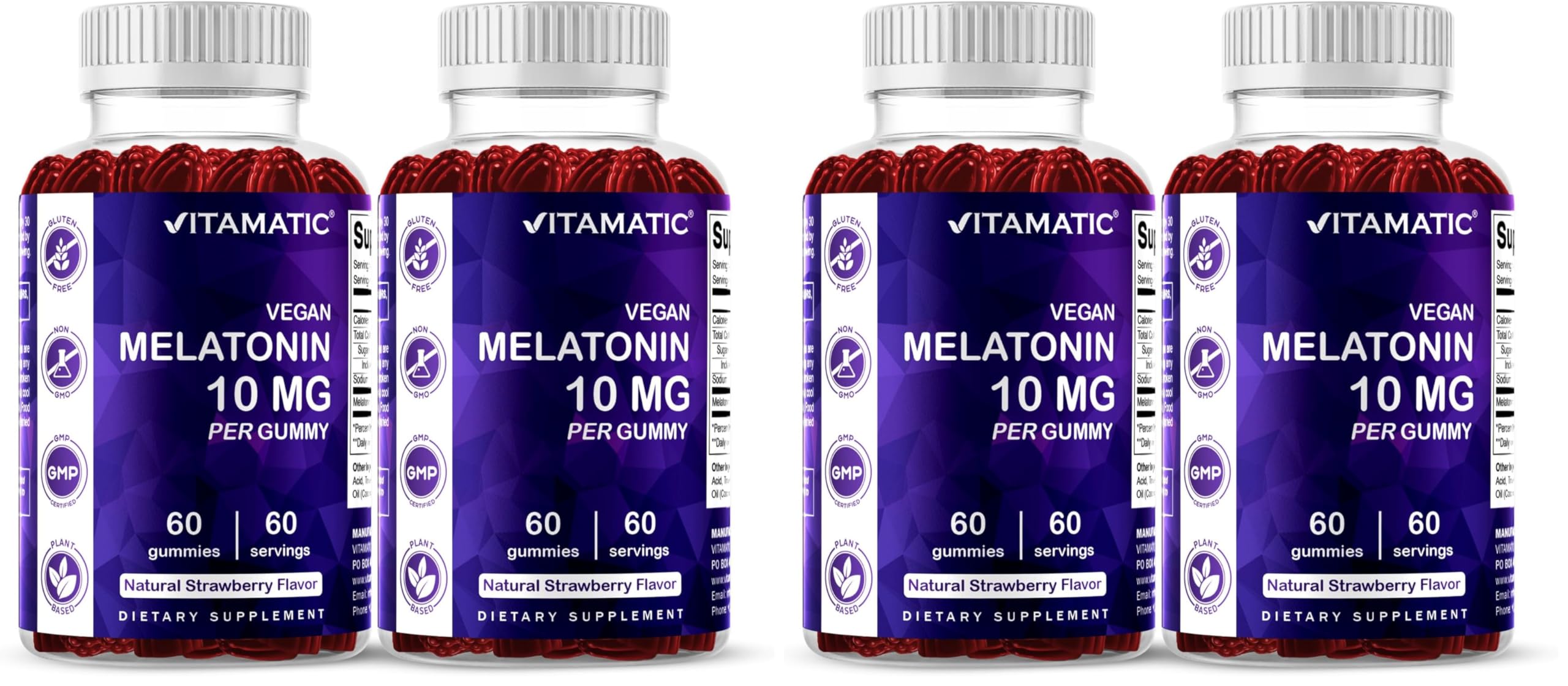 Vitamatic Melatonin 10 mg Gummies, Vegan, Strawberry, 60 Count - 2 Pack — Amazon image 10
