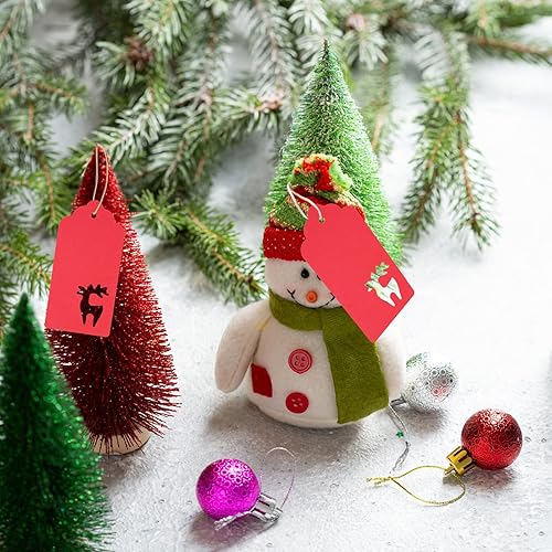 Miniatura 5 de FirstKitchen Etiquetas de regalo de Navidad, 100 etiquetas de regalo rojas con cuerdas, 10.58 ozm de papel kraft grueso, etiquetas de Navidad con