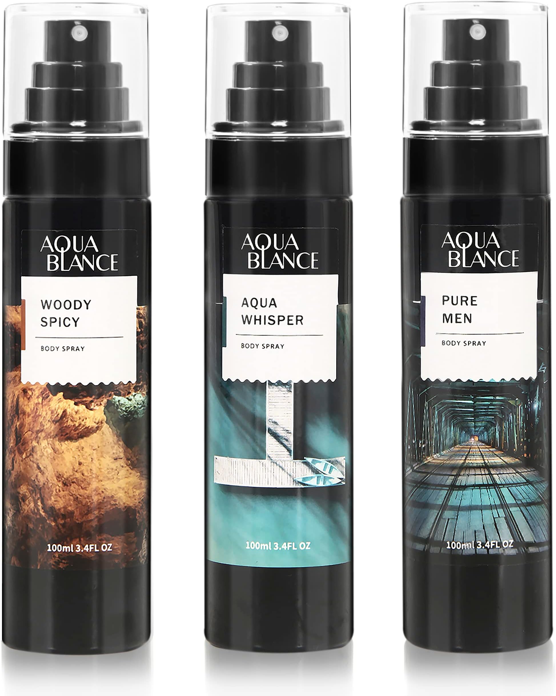 Body Spray for Men, Cologne Spray, Pack of 3, Each 3.4 Fl Oz, Total 10.2 Fl Oz, Deodorant for Men Refreshing Fragrance Mist