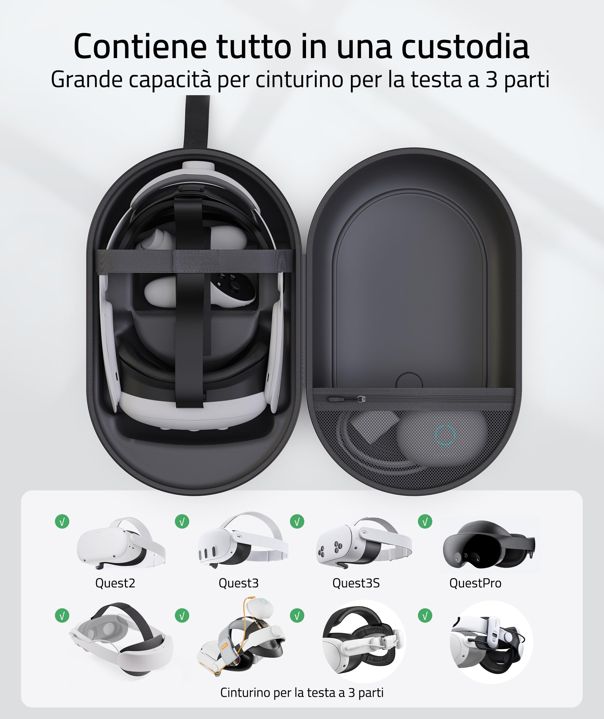 Meta Quest 3S Syntech Grande Custodia Rigida VR Cuffie Accessori Controller Touch Pico4