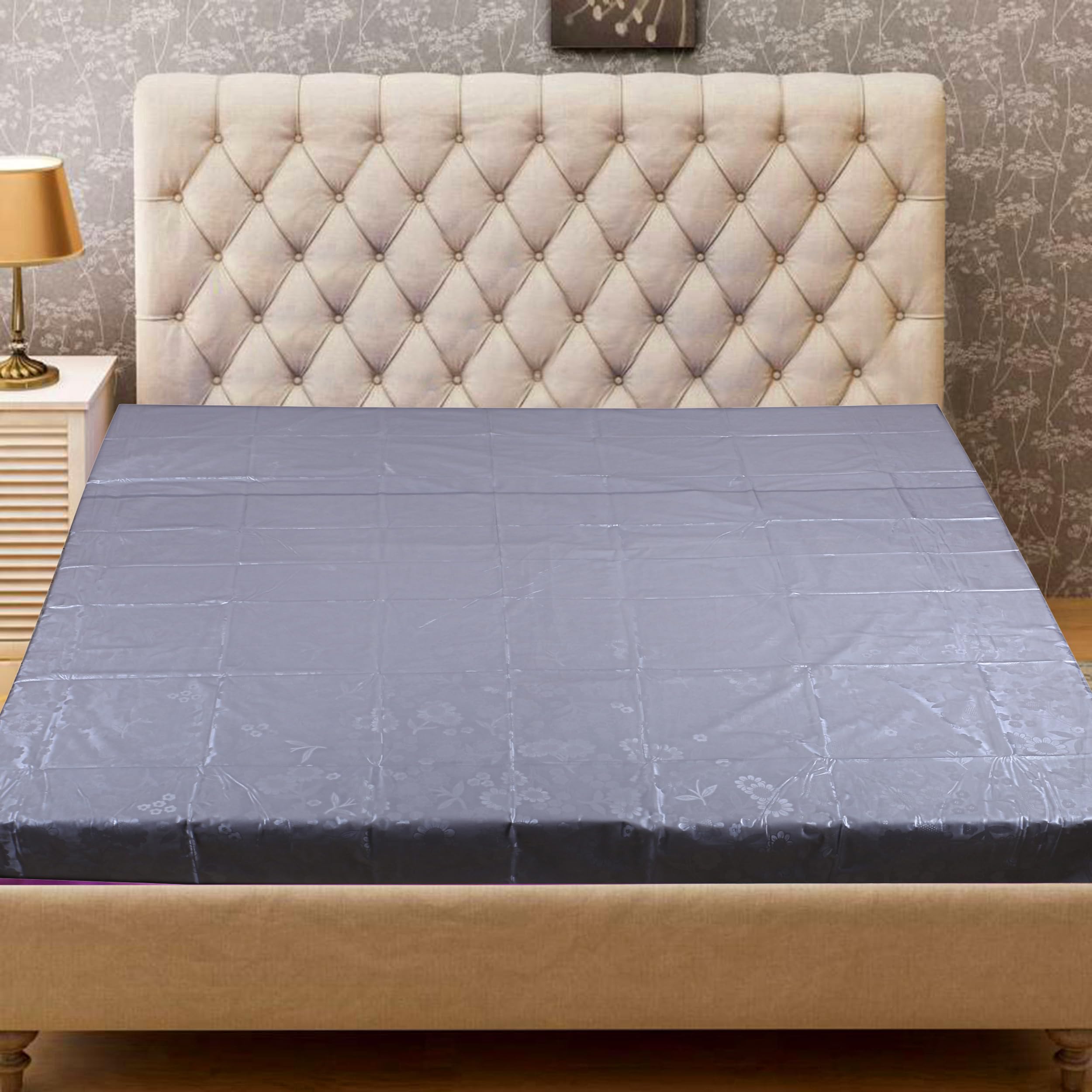 Sharma Clothing Baby Waterproof Double Bed King Size PVC Sheet/Baby-Adult Waterproof Protection Sheet for Mattress (7 5 X 6 5 Feet,Grey King Size)