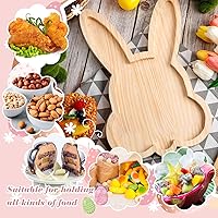 Vista 3 de 2 tableros de madera para charcutería de conejo de Pascua, platos de madera para servir huevos rústicos decorativos de conejo, bandeja de madera