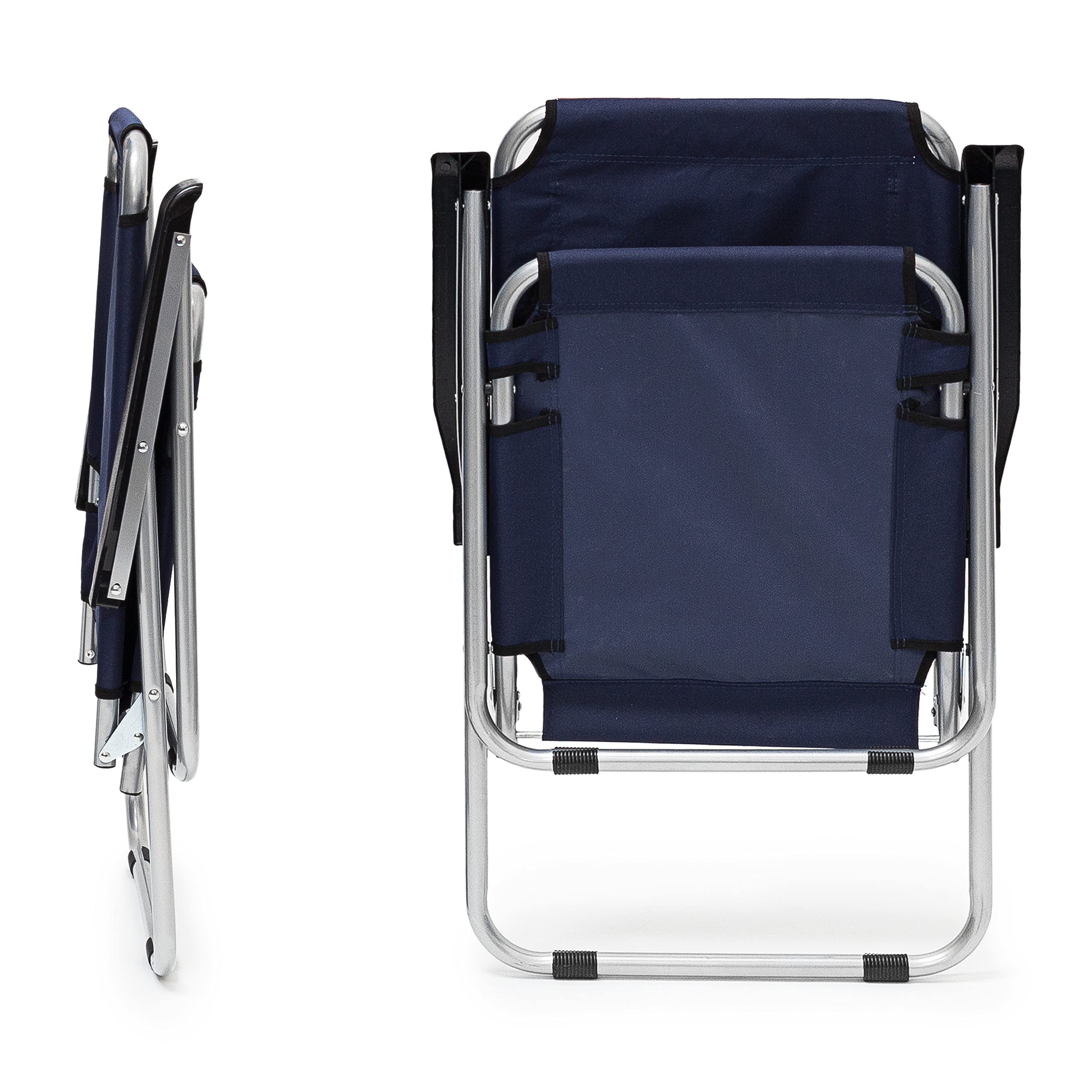 Relaxdays Camping Klappstuhl HBT 92 x 55 x 75 cm Campingstuhl zum Falten für Garten Balkon und Festival Outdoor Faltstuhl als Angelstuhl und Festivalstuhl zum Falten, dunkelblau