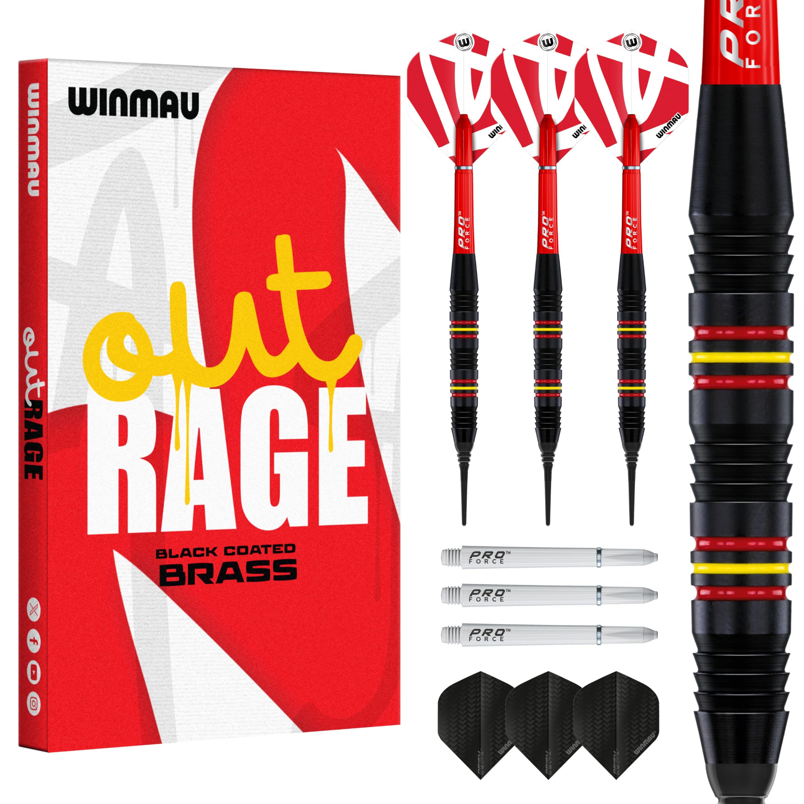 WINMAU Outrage Set de Dardos de Latón Softip 18 Gramos