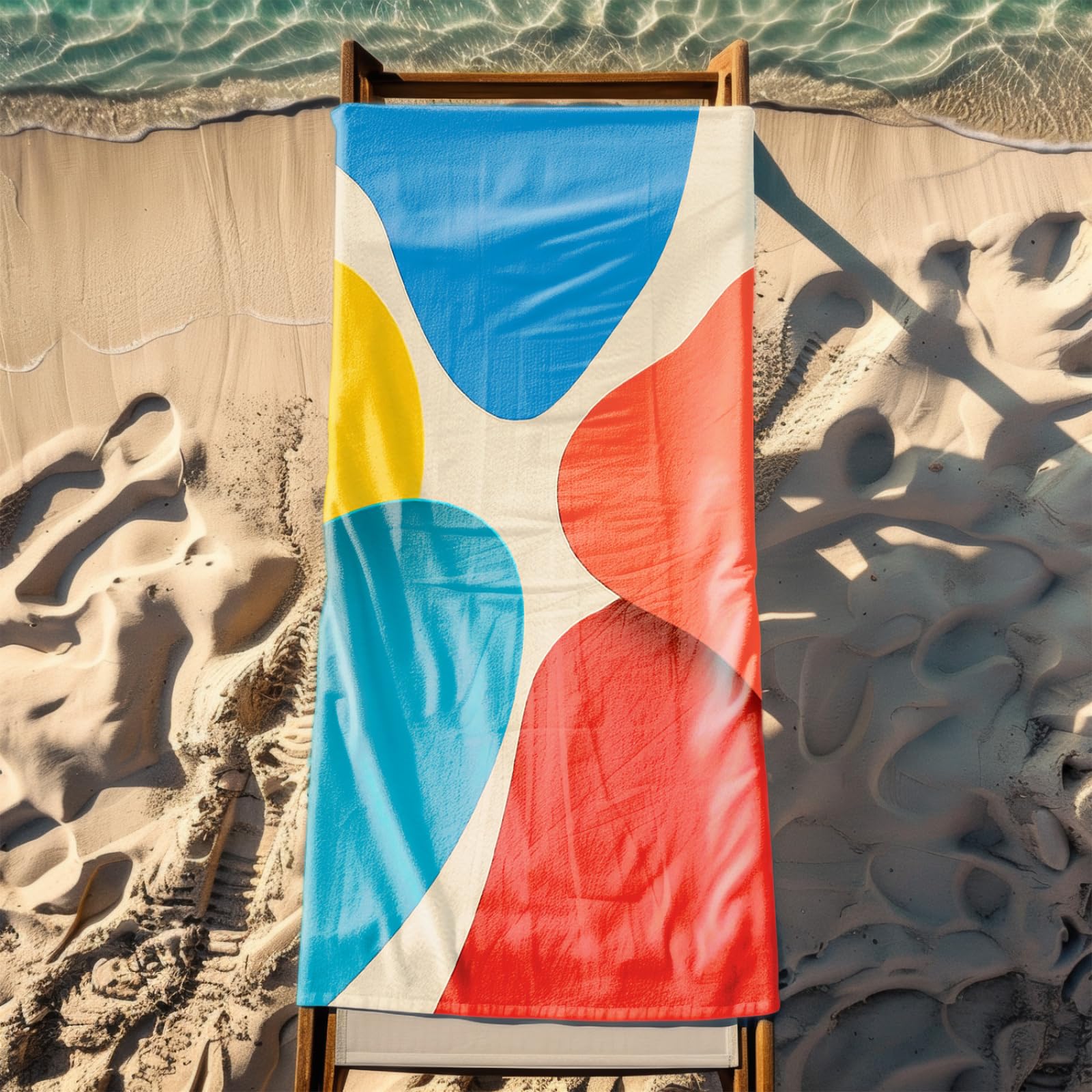 Générique Serviette Microfibre Plage Modèle Rouge Bleu
