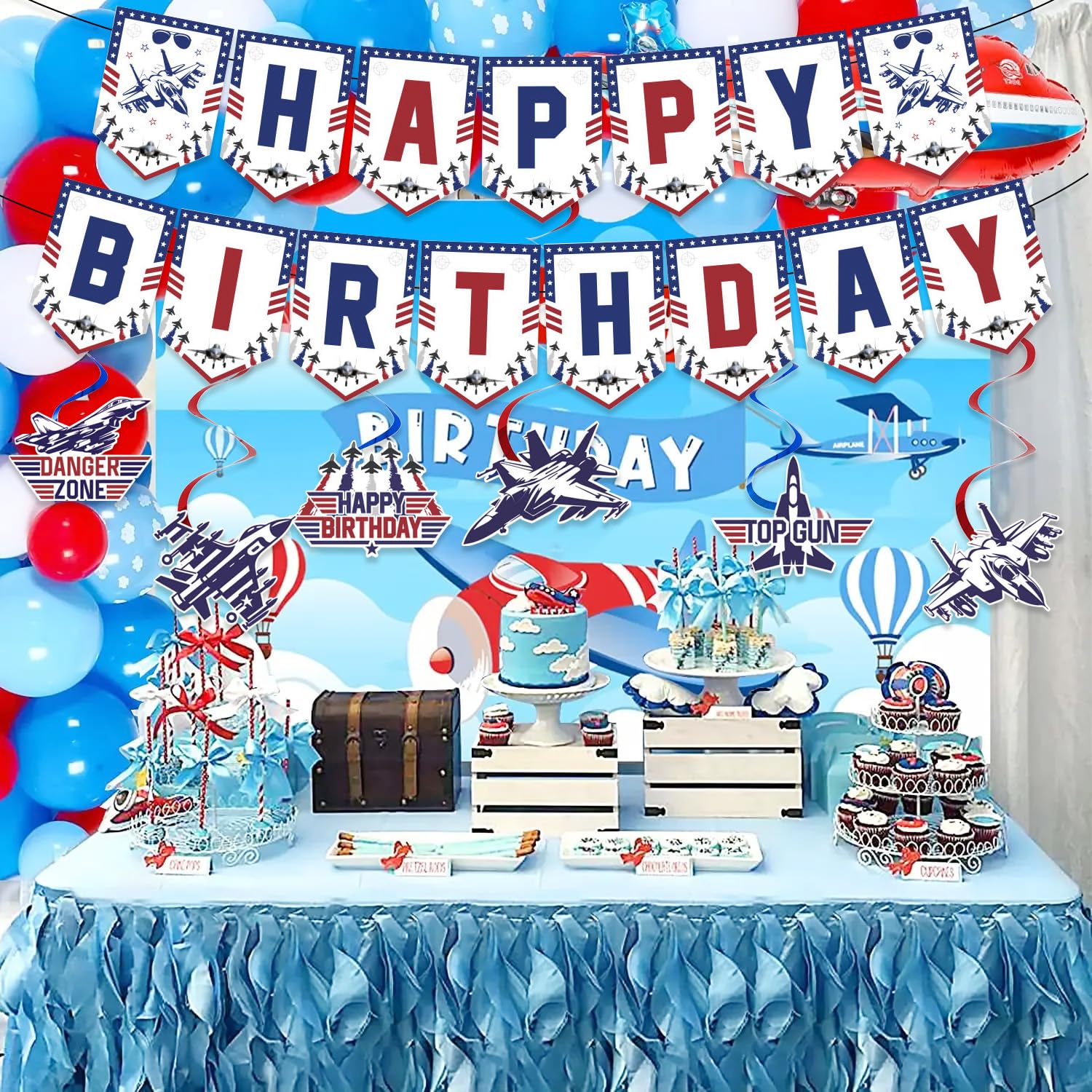 Air Force Party Banner - Flugzeug Dekoration 6,56m Fighter Jet