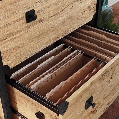 Vista 19 de Sauder Lima lateral Steel River, L: 30.08" x W: 20.75" x H: 29.53", Acabado en Roble Carbono Acabado de roble de carbono,Acabado de mezquite fresado